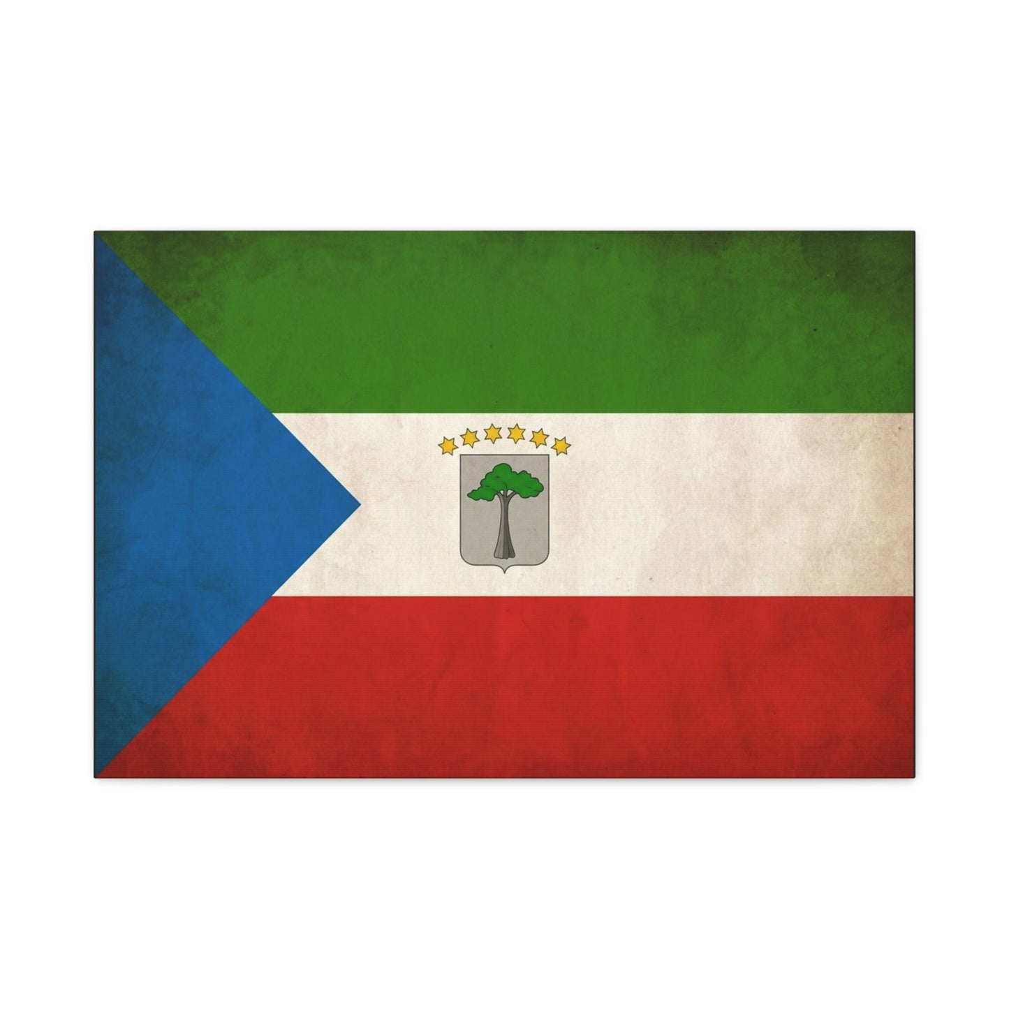 Equatorial Guinea Flag Canvas Wall Art - Vintage National Pride Decor, Distressed Heritage Print - Patriotic Traditional Style - Living Room Wall Decor - Ready to Hang - Bedroom Home Decoration