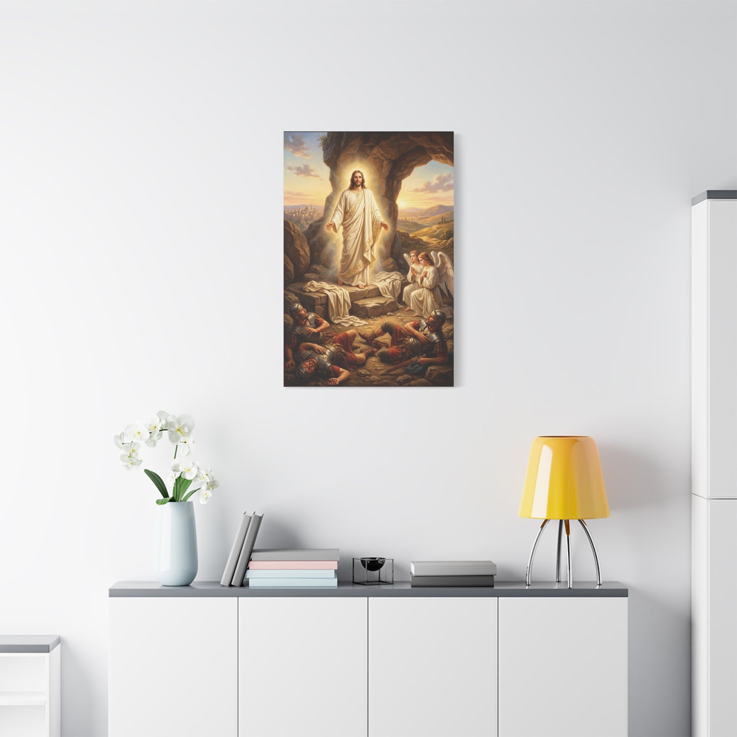 Jesus Christ Resurrection Canvas Wall Art - Empty Tomb, Angels, Roman Guards - Traditional Religious Print, Living Room Wall Decor, Bedroom Home Decoration - Bedroom Home Decoration - Ready to Hang