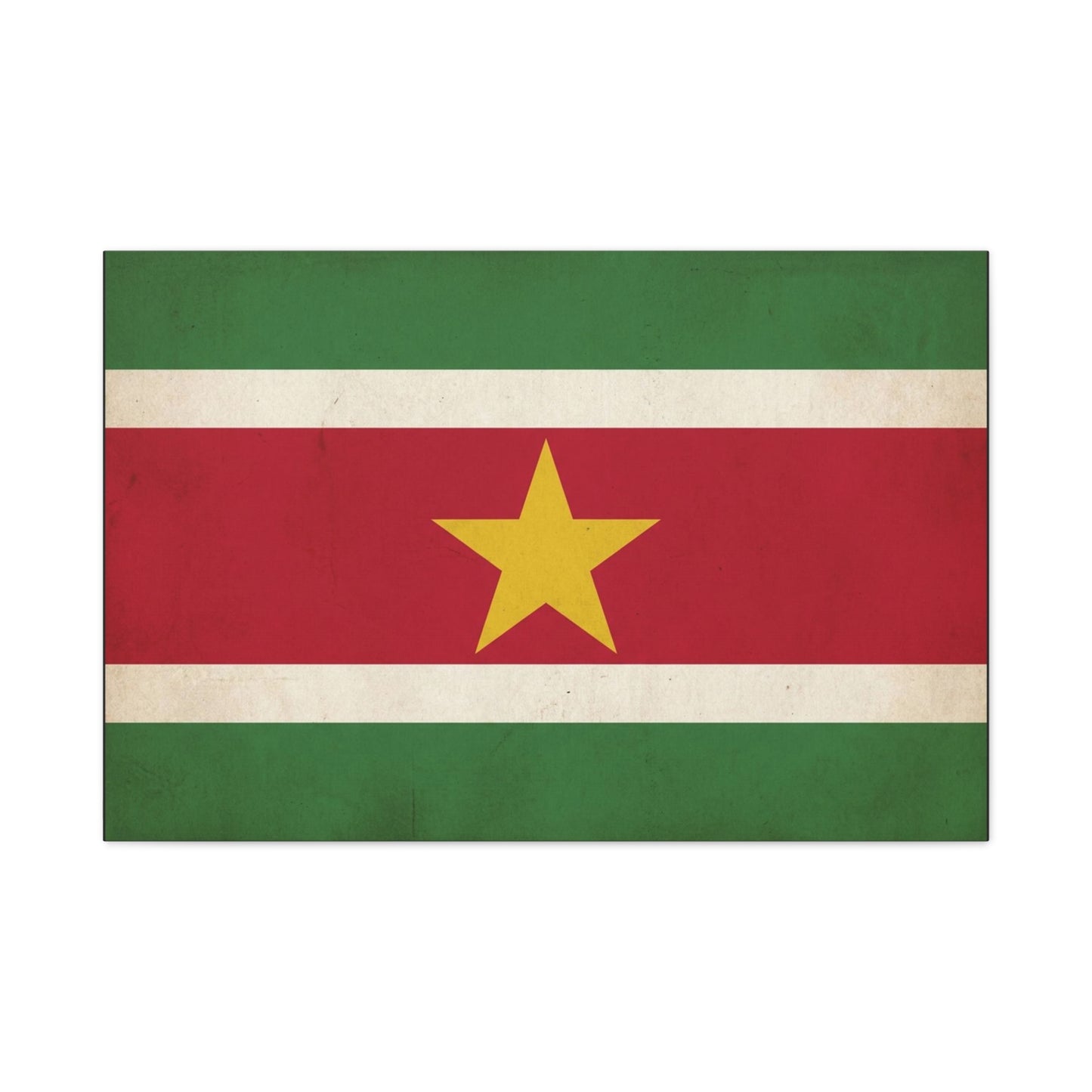 Suriname Flag Canvas Wall Art - Vintage Country Pride Decor, Retro National Banner Print - Green Red White Gold Star Design - Living Room Wall Decor - Bedroom Home Decoration - Bedroom Home Decoration