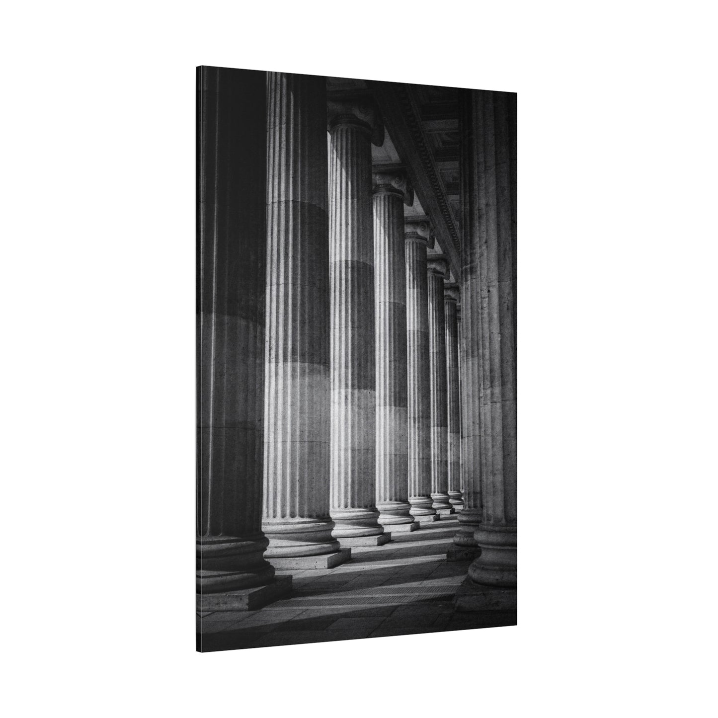 Black And White Classical Columns Canvas Wall Art - Architectural Art Print, Monochrome Stone Colonnade, Contemporary Minimalist Style - Office Wall Decor, Lobby Accent - Reception Area Decor