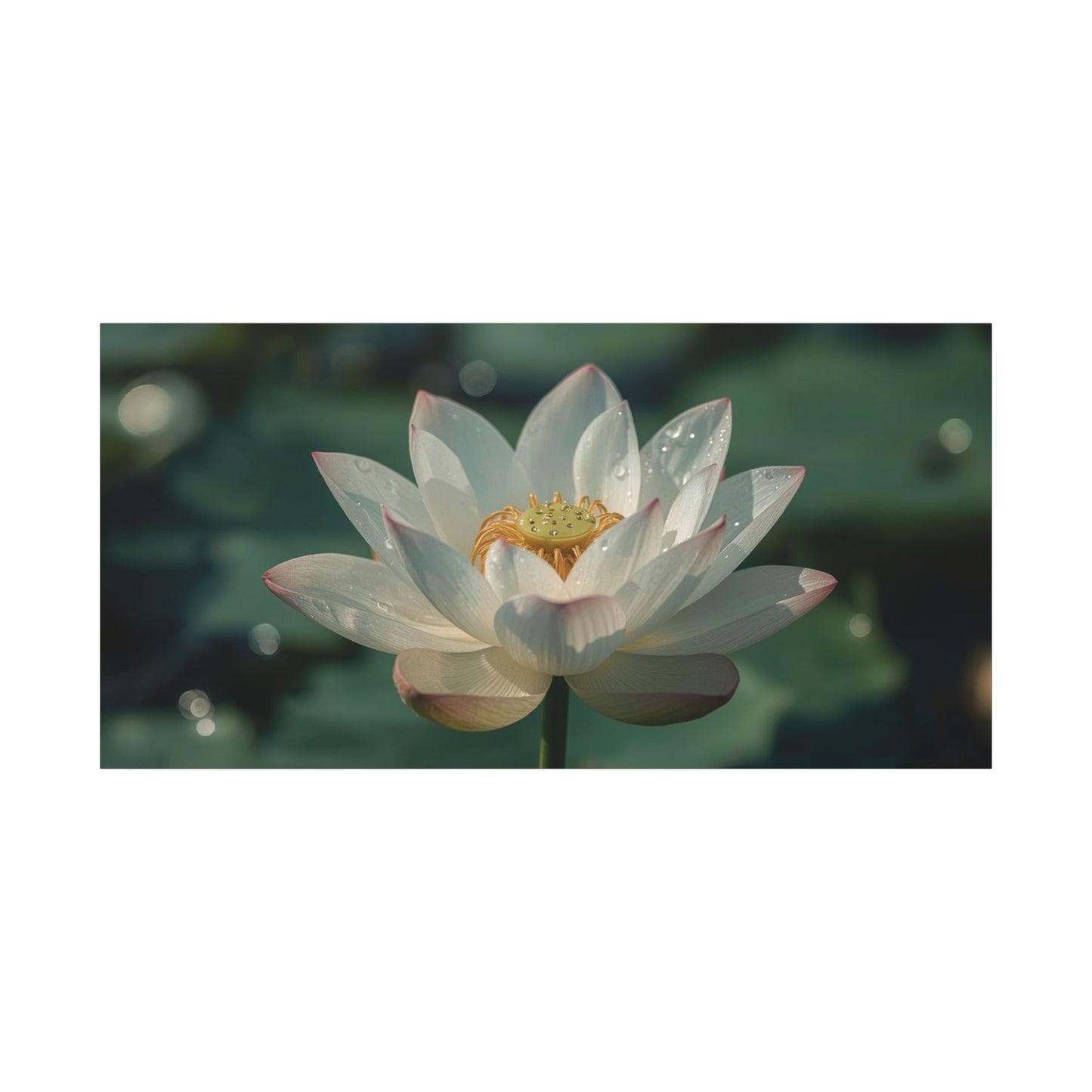 White Lotus Canvas Wall Art - Botanical Flower Art Print, Soft Pink Petals - Serene Matte Canvas Print - Bedroom Wall Decor, Bathroom Home Decoration, Spa Style Accent - Bedroom Home Decoration