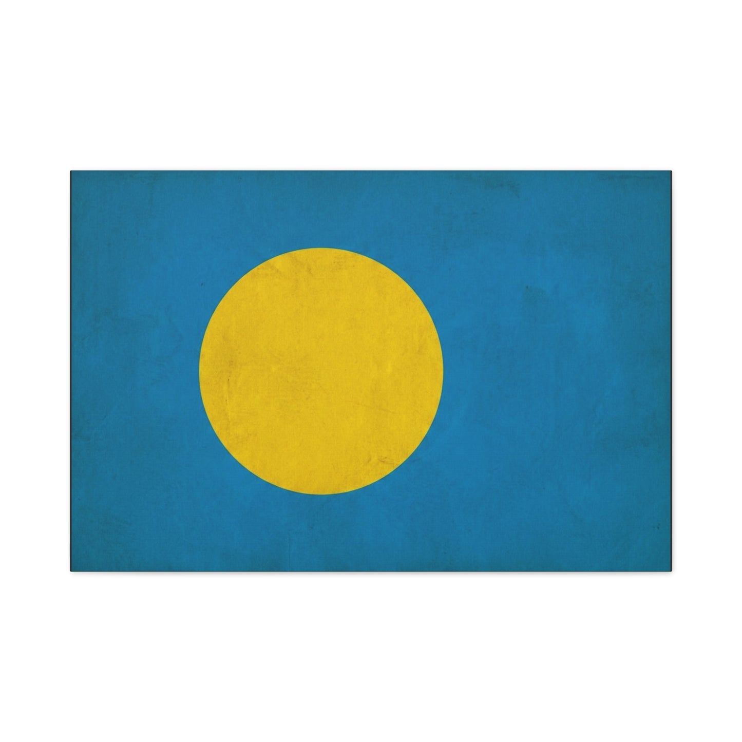 Palau Flag Canvas Wall Art - Blue Field With Golden Yellow Disc - Minimalist Tropical Island Print - Modern Living Room Wall Decor, Bedroom Home Decoration, Office Accent - Bedroom Home Decoration