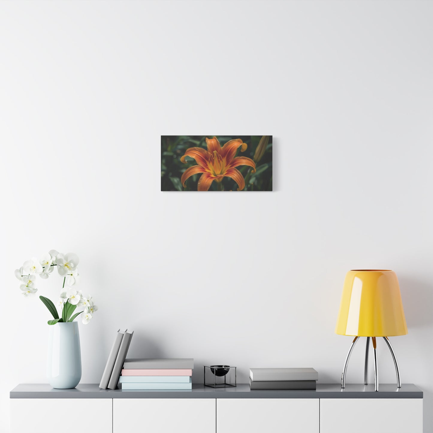 Orange Daylily Canvas Wall Art - Floral Close Up Art Print, Botanical Canvas Print - Matte Cotton Wall Decor - Contemporary Style, Bedroom Home Decoration, Office Art Accent - Modern Farmhouse Style