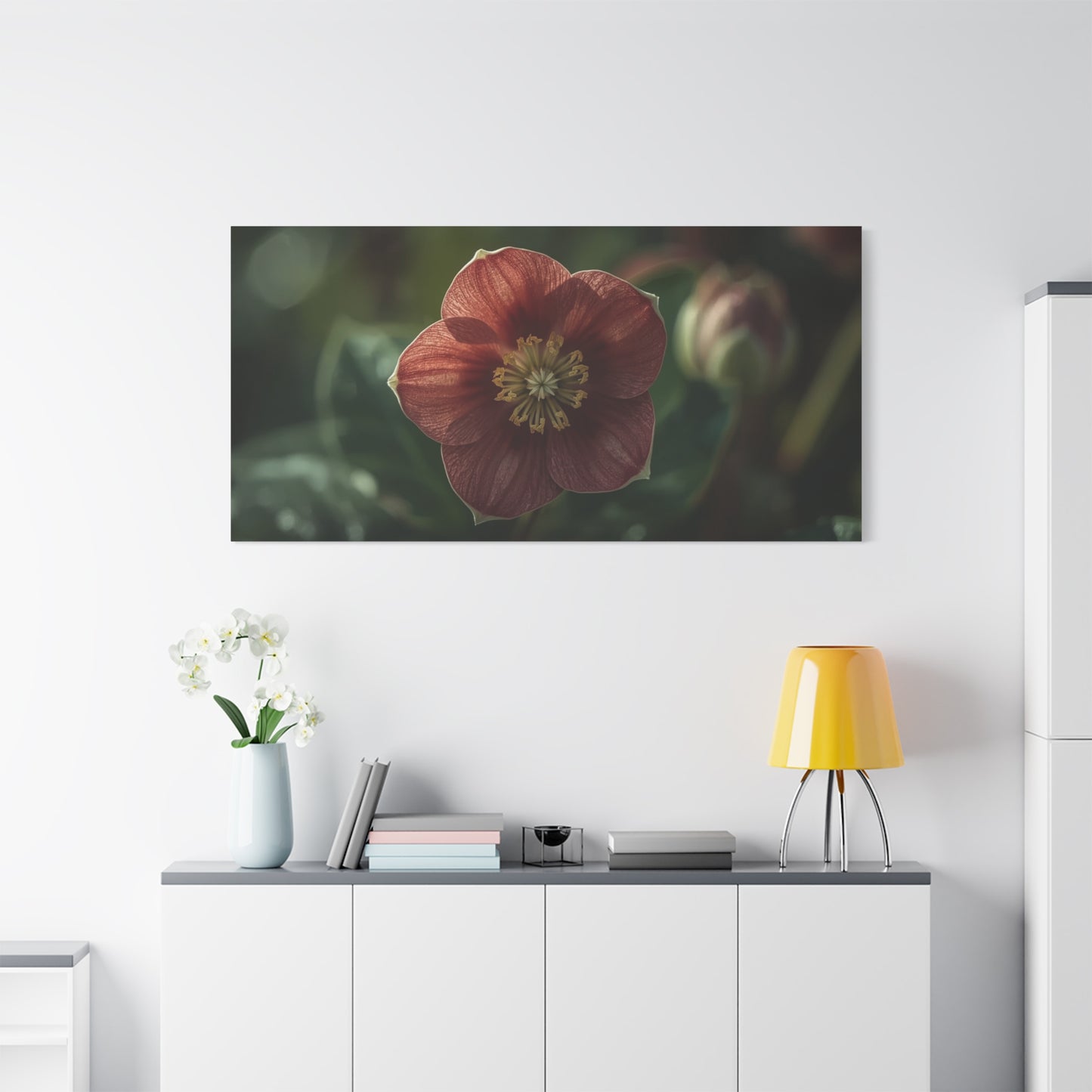 Hellebore Flower Canvas Wall Art - Botanical Floral Art Print, Moody Matte Canvas Print - Traditional Style, Bedroom Wall Decor, Living Room Home Decoration, Office Art - Bedroom Home Decoration