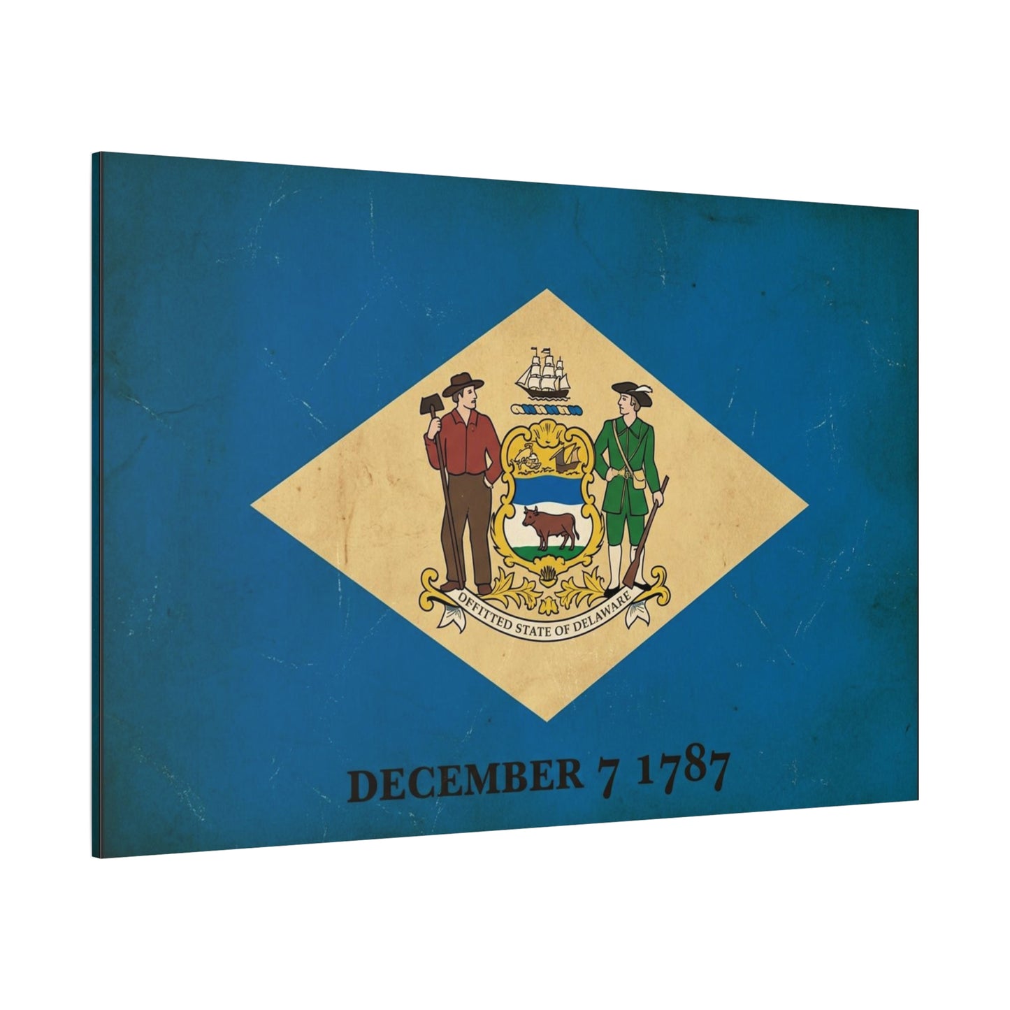 Delaware State Flag Canvas Wall Art - "December 7 1787" Vintage Blue Banner Print - Patriotic Historical Decor, Matte Canvas, Living Room Wall Decor, Office Art - Ready to Hang - Ready to Hang