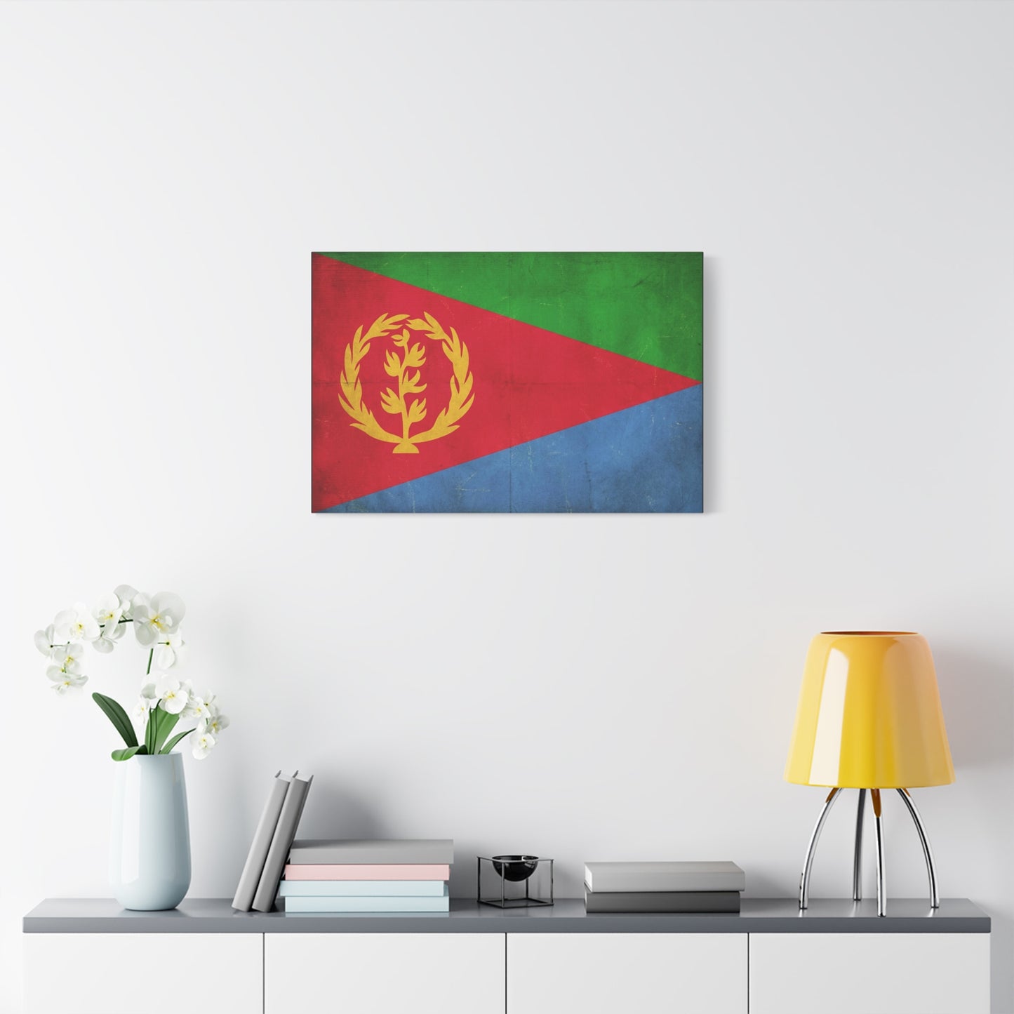 Eritrea Flag Canvas Wall Art - Vintage Eritrean National Flag Print, Distressed Patriotic Country Decor - Colorful Typography Style - Living Room Wall Decor - Ready to Hang - Bedroom Home Decoration