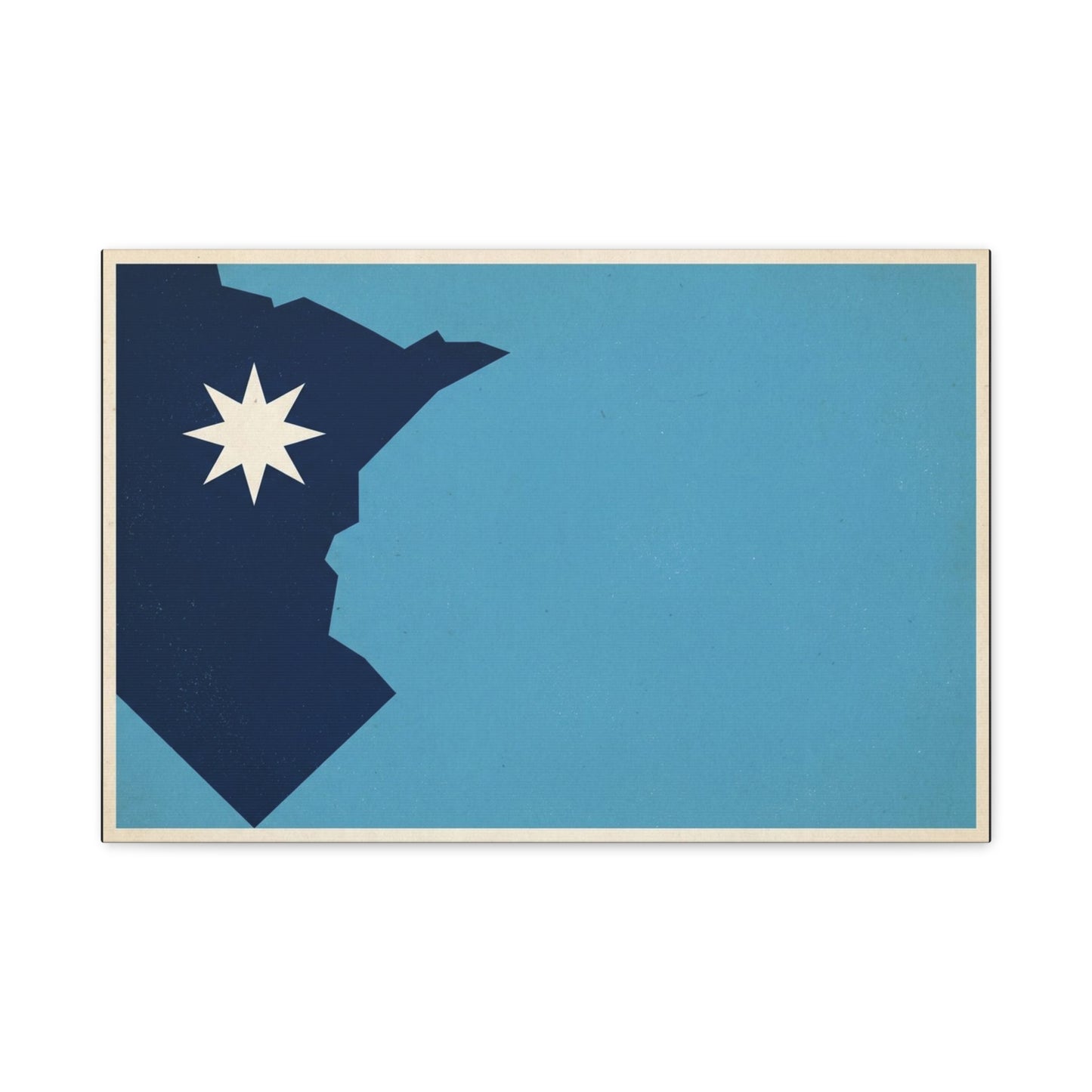 Minnesota State Silhouette Canvas Wall Art - Blue North Star Print, Vintage Minimalist Decor - Modern Graphic Artwork - Living Room Wall Decor - Modern Farmhouse Style - Bedroom Home Decoration