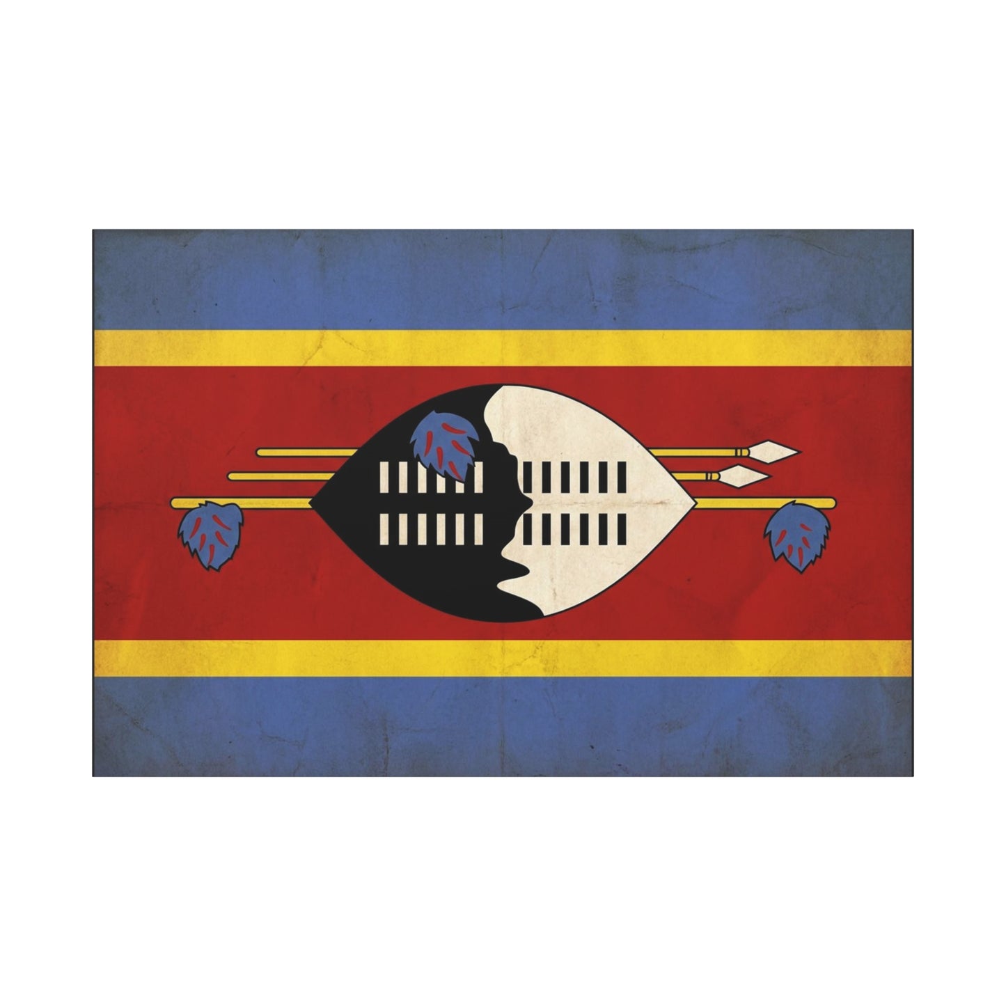 Eswatini Flag Canvas Wall Art - Swazi National Flag Print, Vintage Patriotic Home Decor - Matte Canvas Wall Hanging - Living Room Decoration, Office Accent - Bedroom Home Decoration - Ready to Hang
