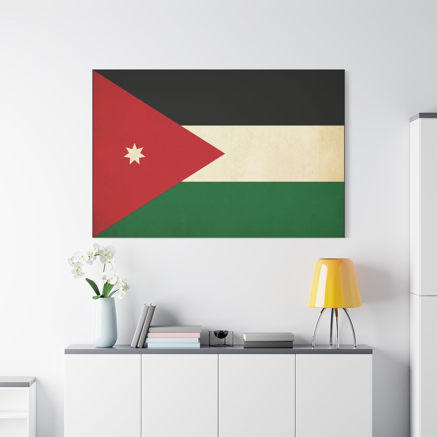 Jordan Flag Canvas Wall Art - Jordanian Pride Decor, Vintage National Banner Print, Matte Cotton Artwork, Living Room Wall Decor, Bedroom Home Decoration, Office Art Accent - Bedroom Home Decoration