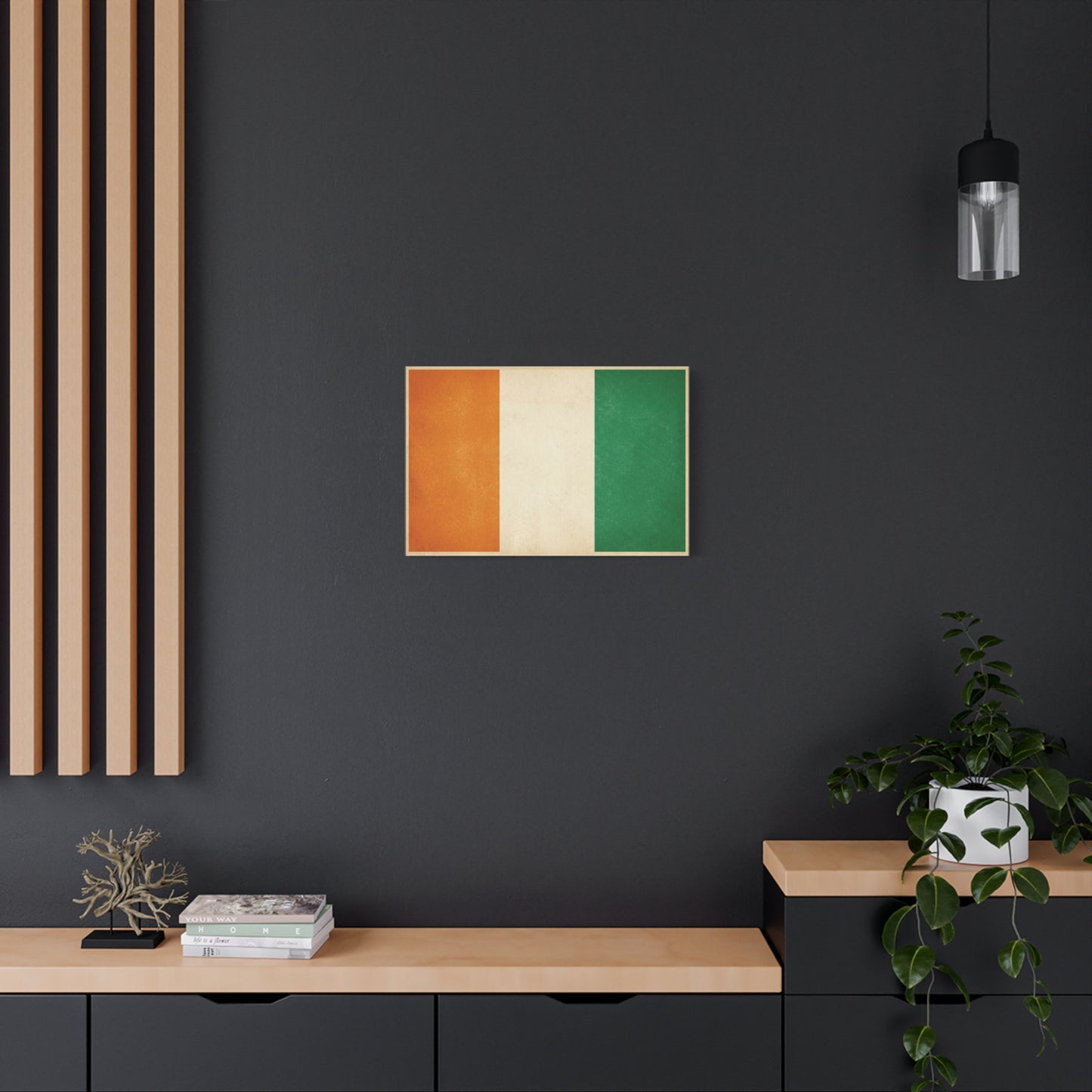 Irish Flag Canvas Wall Art - Vintage Tricolor Ireland Print, Green White Orange Decor - Minimalist Patriotic Artwork - Living Room Wall Decor, Bedroom Home Decoration - Bedroom Home Decoration
