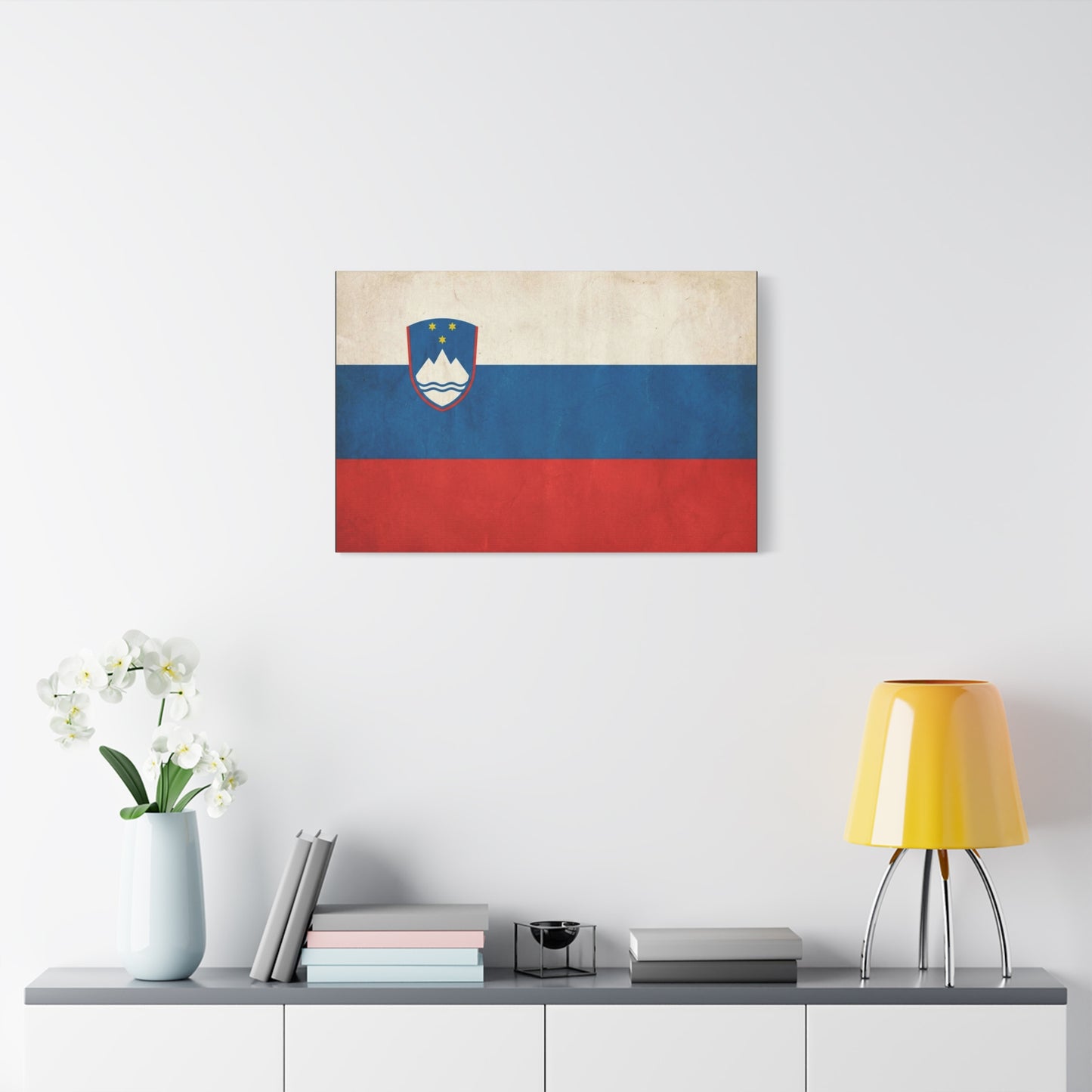 Slovenia Flag Canvas Wall Art - Vintage National Banner Print, Rustic Patriotic Decor - Textured Tricolor Design, Living Room Home Decoration - Living Room Wall Decor - Bedroom Home Decoration