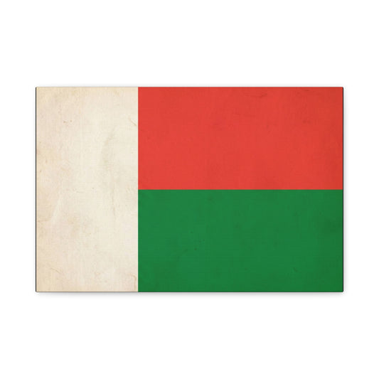 Madagascar Flag Canvas Wall Art - Vintage National Banner Print, Patriotic Tricolor Decor - Matte Cotton Canvas - Living Room Wall Decor, Office Art, Dorm Accent For Heritage Spaces - Ready to Hang