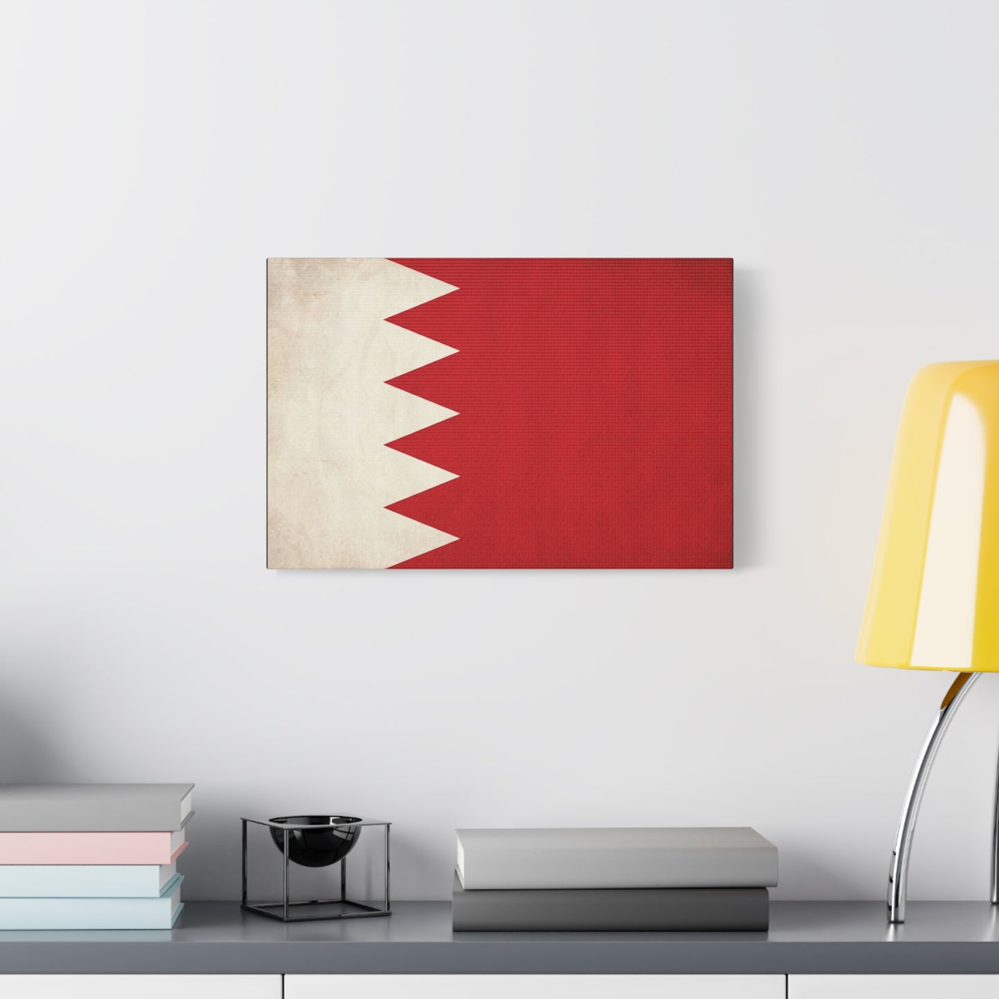 Bahrain Flag Canvas Wall Art - Vintage Red And White National Print - Minimalist Patriotic Decor - Cotton Canvas Wall Hanging - Living Room Home Decoration - Modern Farmhouse Style - Ready to Hang