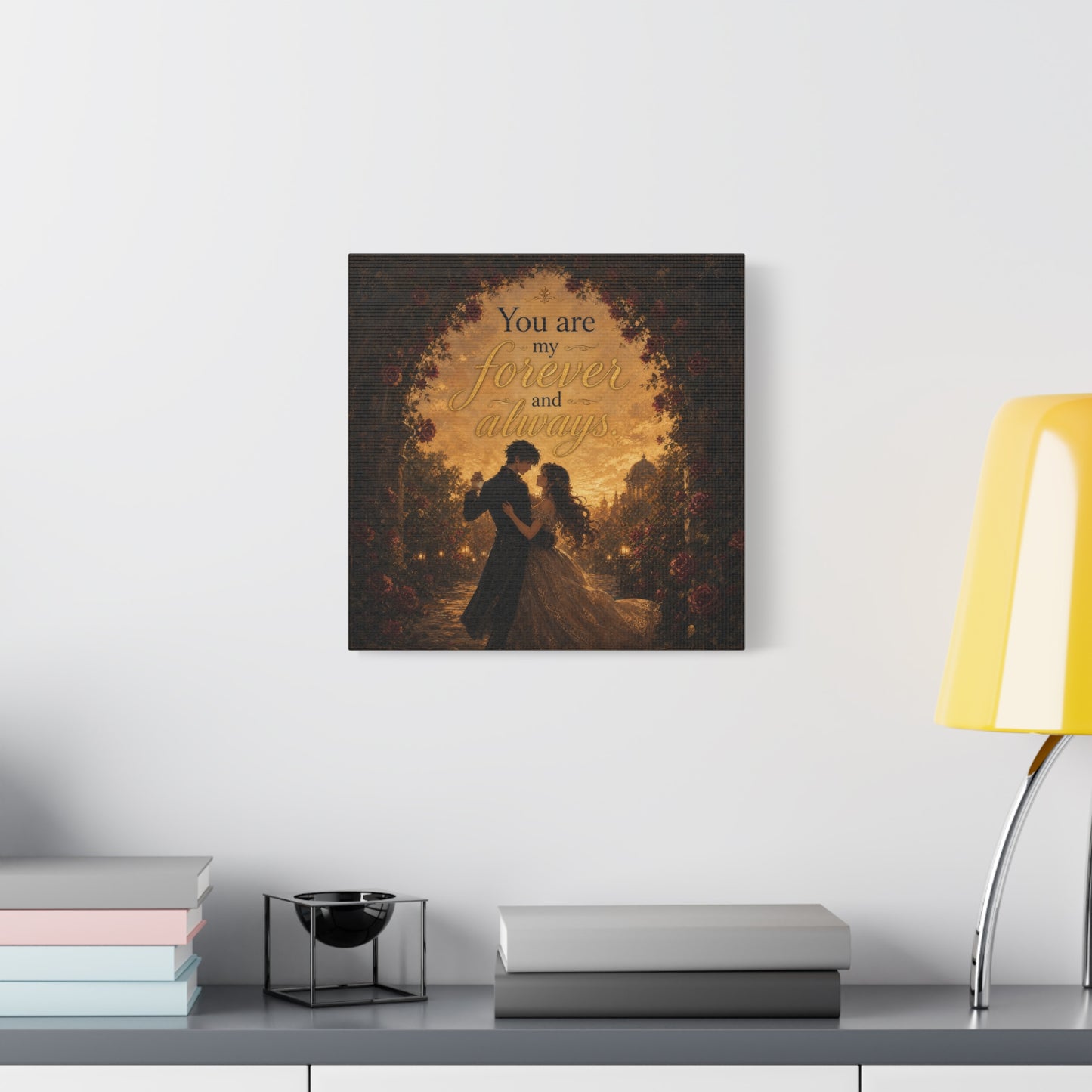 "You Are My Forever And Always." Romantic Couple Canvas Wall Art - Vintage Rose Arch Sunset Quote Print - Bedroom Home Decoration - Living Room Wall Decor - Bedroom Home Decoration - Ready to Hang