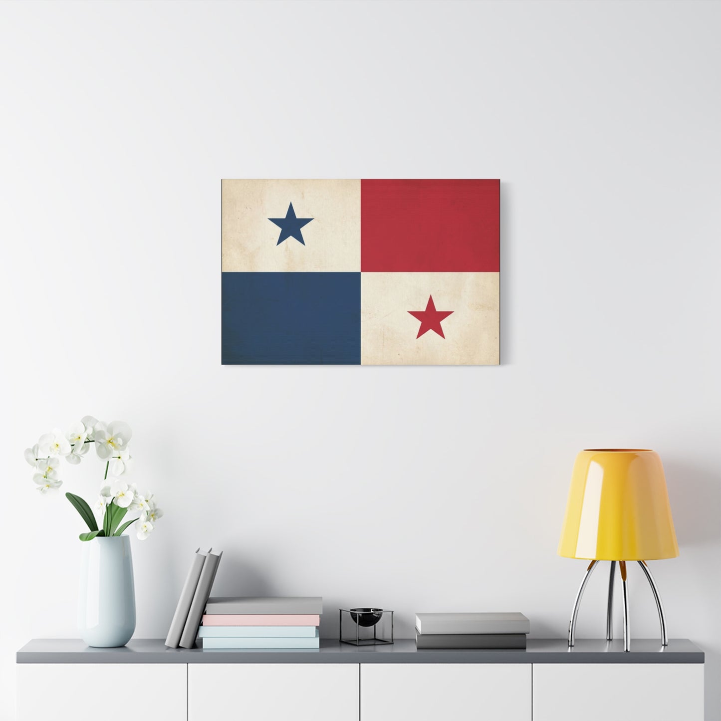 Panama Flag Canvas Wall Art - Vintage Republic Banner Print, Patriotic Red White Blue Star Design - Traditional Style Wall Decor - Living Room Home Decoration, Office Accent - Bedroom Home Decoration