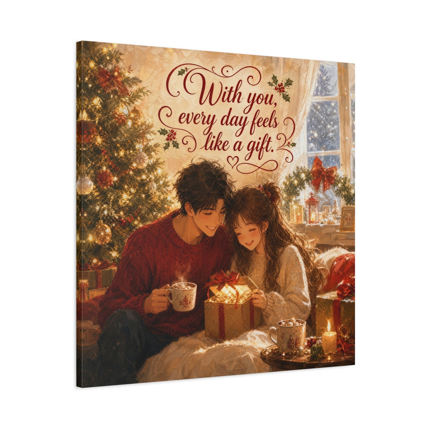"With You" - Warm Golden Winter Decor - Traditional Quote Print For Bedroom, Living Room - Office Wall Art