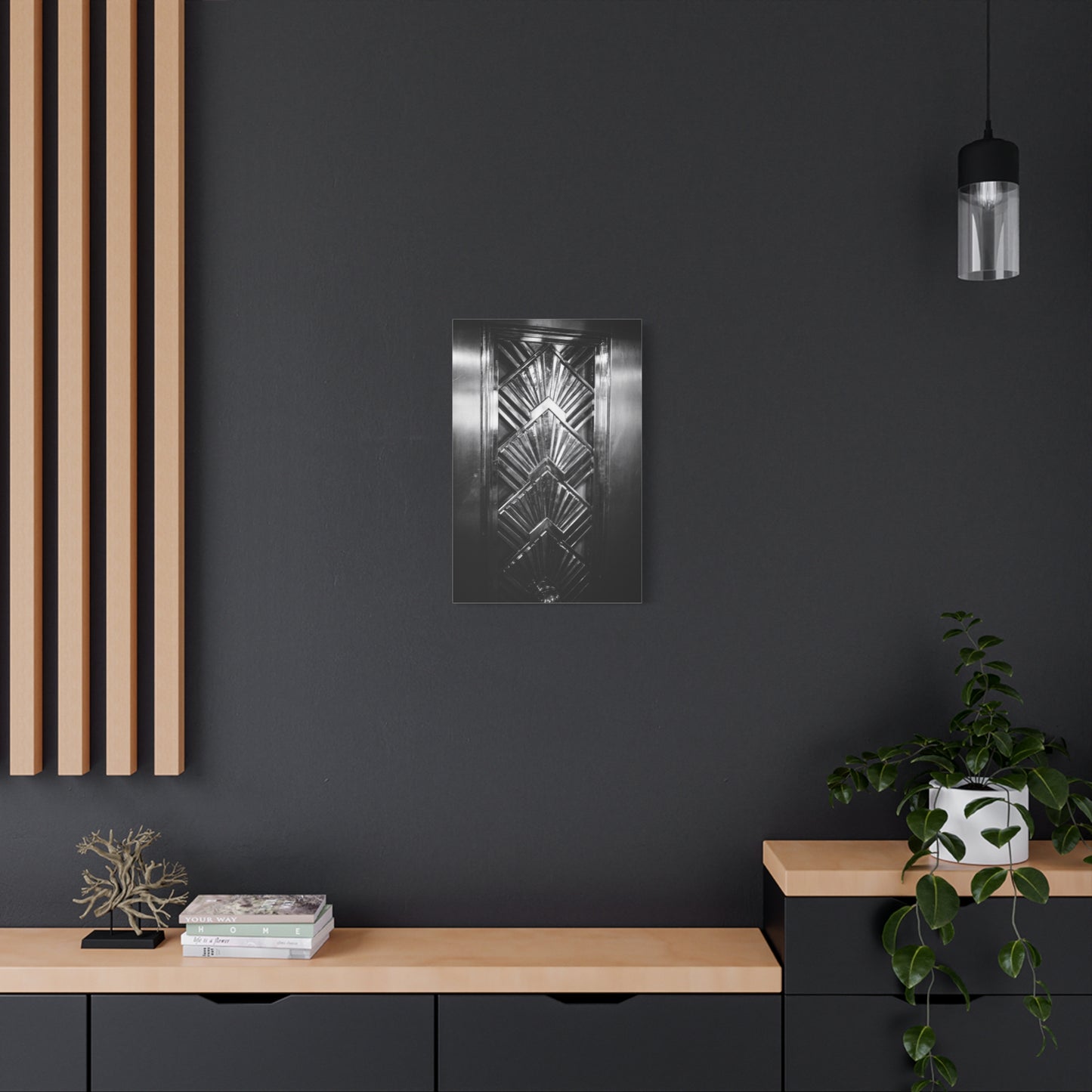 Art Deco Door Art Print Canvas Print - Geometric Black And White Architectural Panel - Monochrome Modern Interior Picture - Hallway Decor, Home Office Accent, Minimalist Design - Office Wall Art