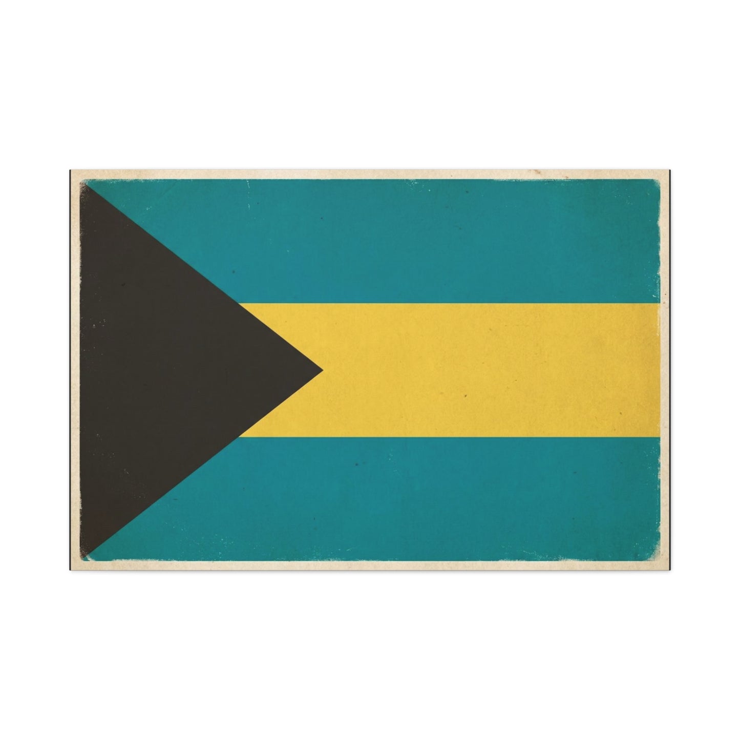 Bahamas Flag Canvas Wall Art - Vintage Caribbean National Flag Print, Blue Yellow Black Geometric Design - Coastal Decor - Living Room Home Decoration - Living Room Wall Decor - Modern Farmhouse Style
