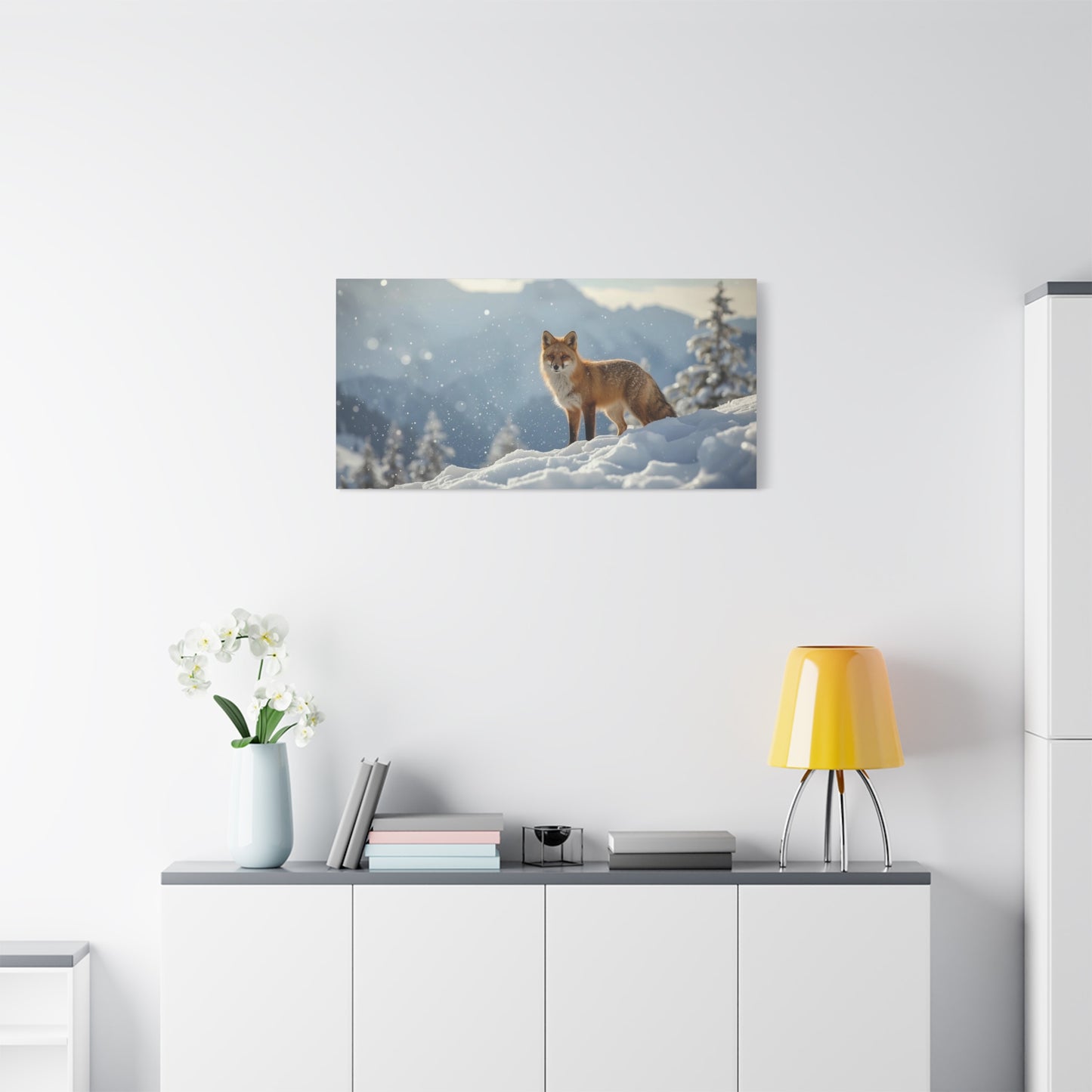 Red Fox Canvas Wall Art - Winter Wildlife Snow Landscape Print, Nature Home Decor, Matte Cotton Artwork, Rustic Contemporary Style For Living Room Bedroom Office - Living Room Wall Decor