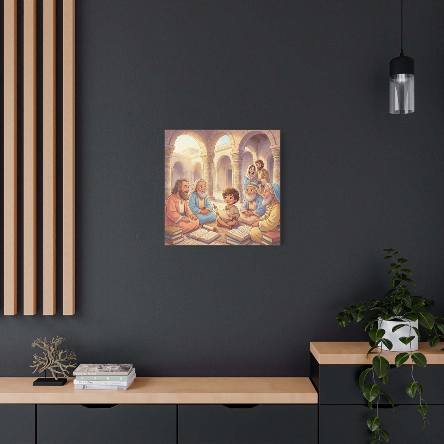 Young Jesus Teaching In Temple Canvas Wall Art - Biblical Child Scripture Scene, Cotton Print - Traditional Religious Decor For Nursery, Bedroom, Sunday School, Living Room Home Accent - Ready to Hang