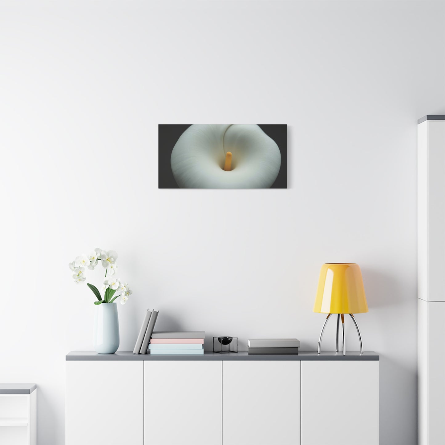 White Calla Lily Canvas Wall Art - Floral Macro Bloom, Minimalist Botanical Canvas Print - Soft Matte Cotton Decor, Contemporary Style - Bedroom Wall Decor, Spa Accent - Bedroom Home Decoration