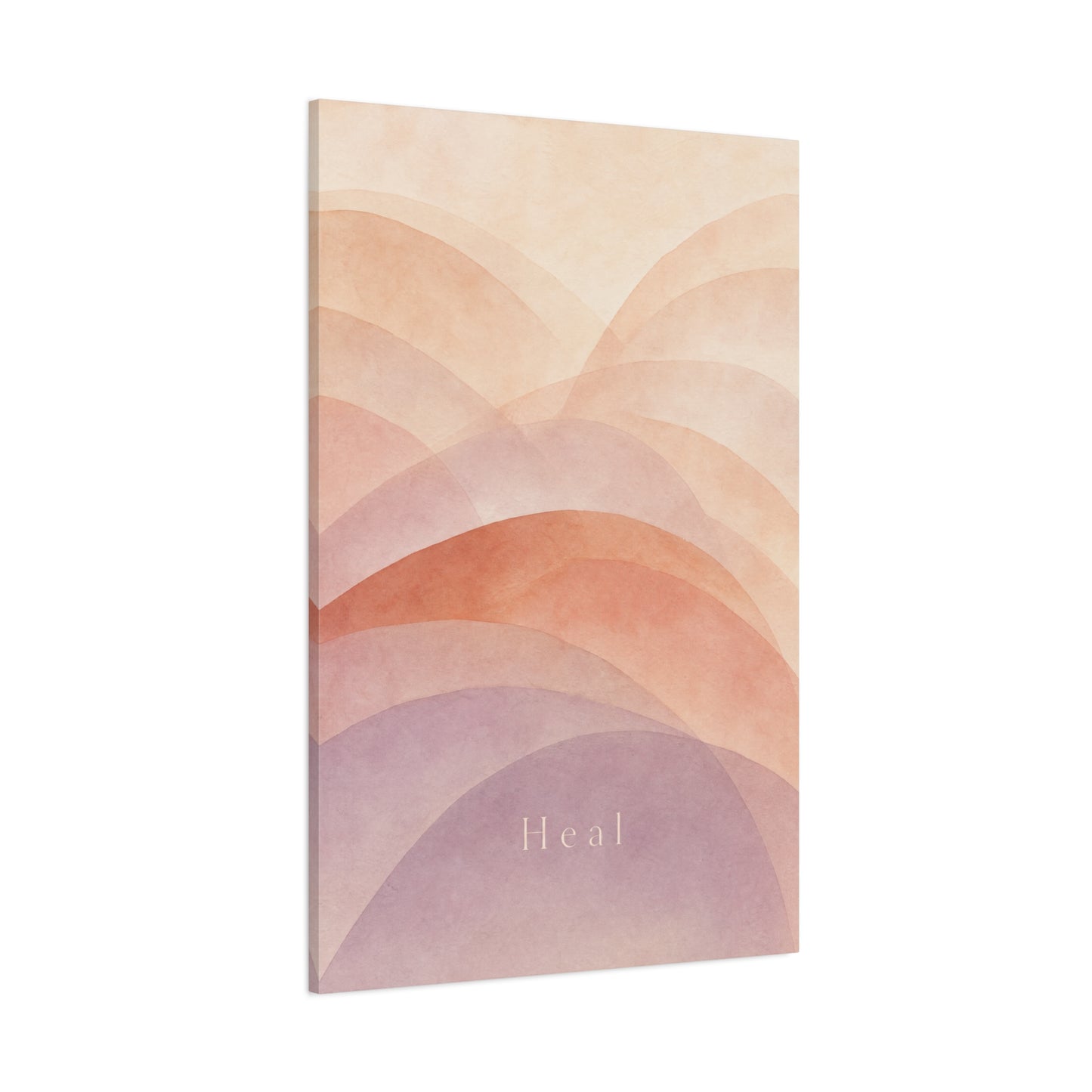 "Heal" Abstract Canvas Wall Art - Blush Peach Lavender Arches, Minimalist Typography Print - Contemporary Boho Decor, Bedroom Wall Hanging, Living Room Decoration, Meditation Space Accent