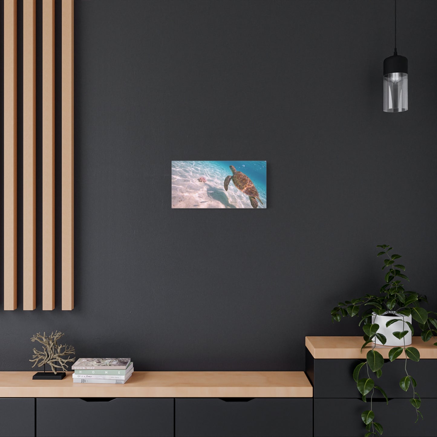 Sea Turtle Canvas Wall Art - Underwater Ocean Art Print, Coastal Beach Decor, Cotton Canvas Print, Serene Blue Seascape, Living Room Wall Decor, Bedroom Home Decoration - Bedroom Home Decoration