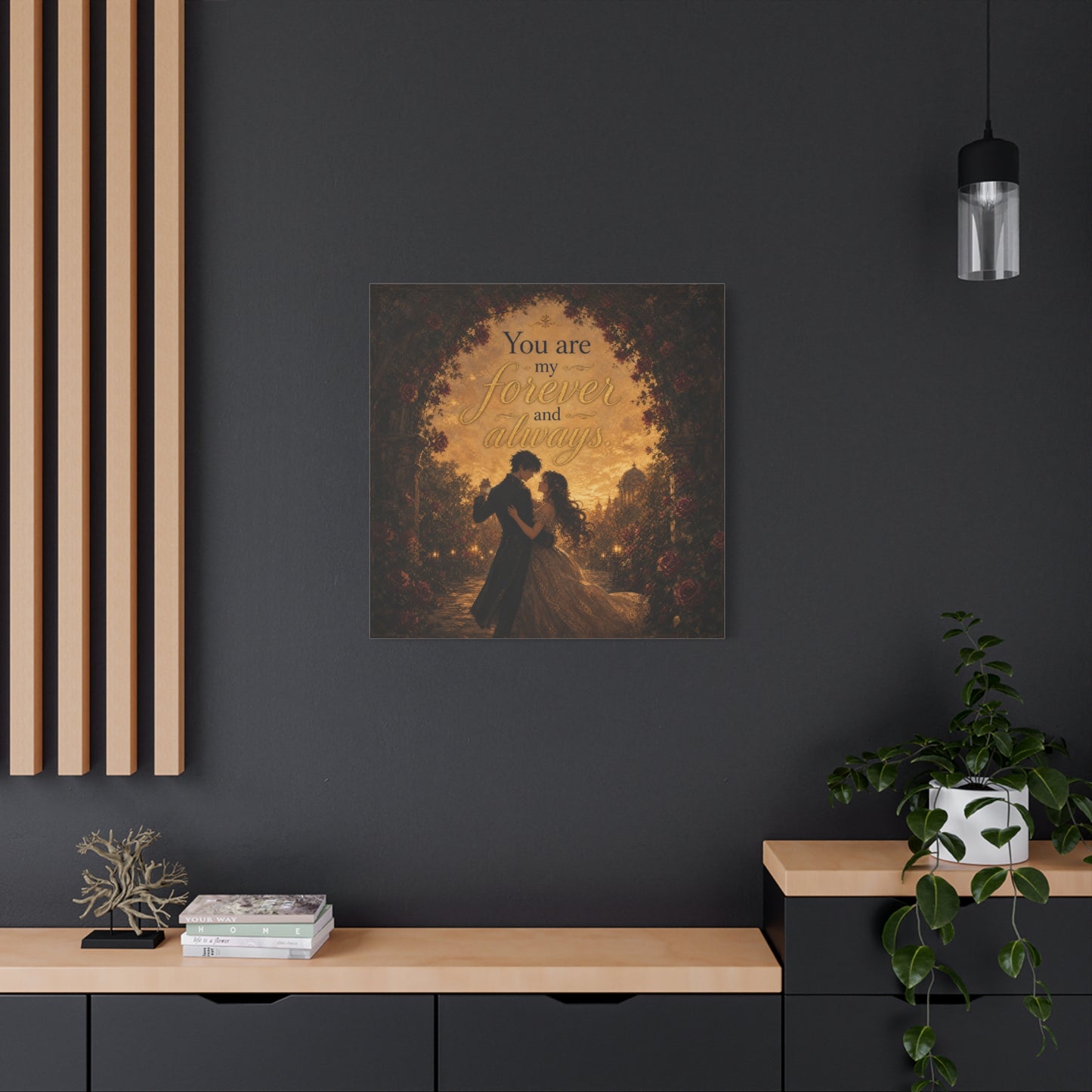 "You Are My Forever And Always." Romantic Couple Canvas Wall Art - Vintage Rose Arch Sunset Quote Print - Bedroom Home Decoration - Living Room Wall Decor - Bedroom Home Decoration - Ready to Hang
