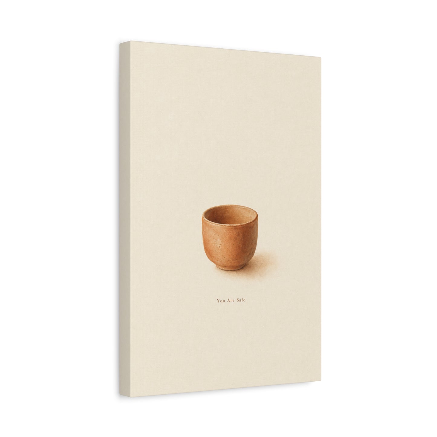 "You Are Safe" Minimalist Pottery Canvas Wall Art - Neutral Still Life Print, Contemporary Beige Brown Decor - Bedroom Meditation Space Accent - Office Wall Art - Bedroom Home Decoration
