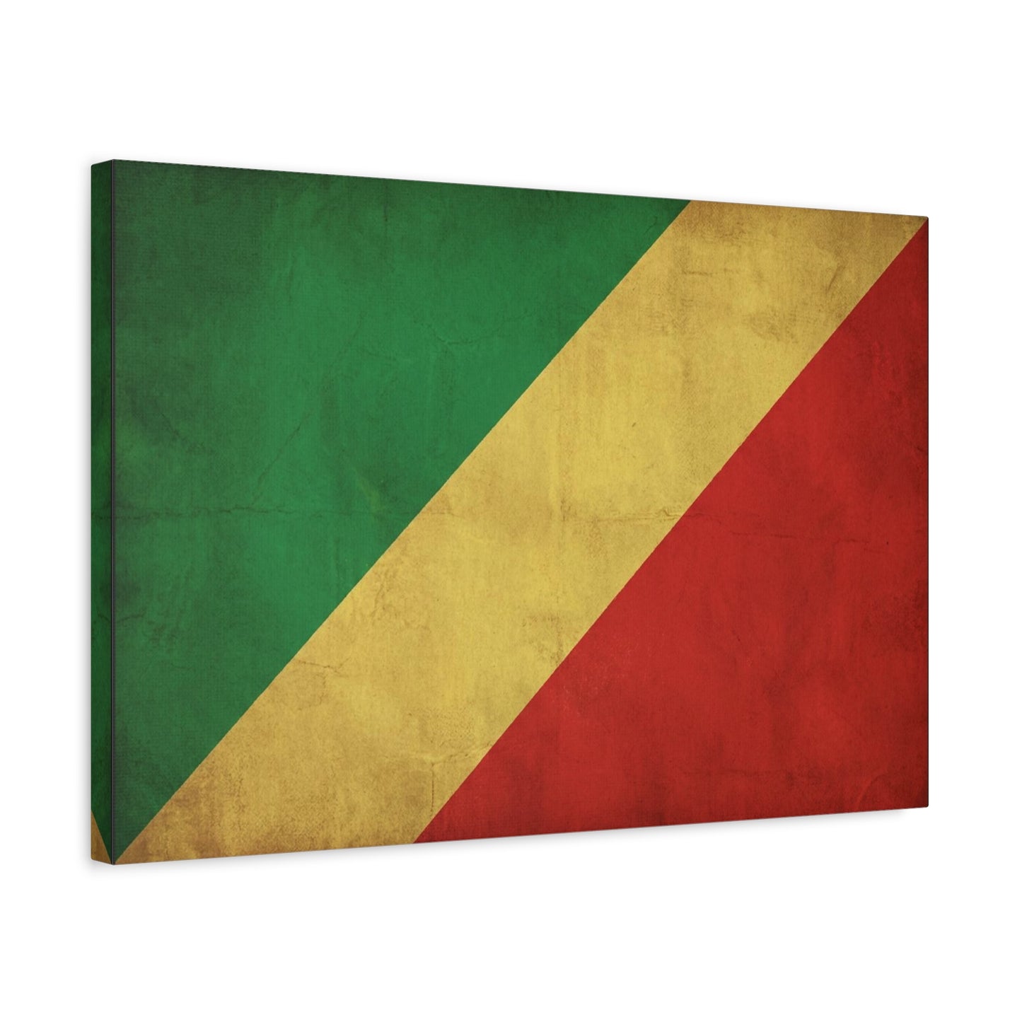 Republic Of The Congo Flag Canvas Wall Art - Vintage National Banner Print, Distressed Tricolor Design - Traditional Patriotic Decor - Living Room Wall Decor - Bedroom Home Decoration - Ready to Hang