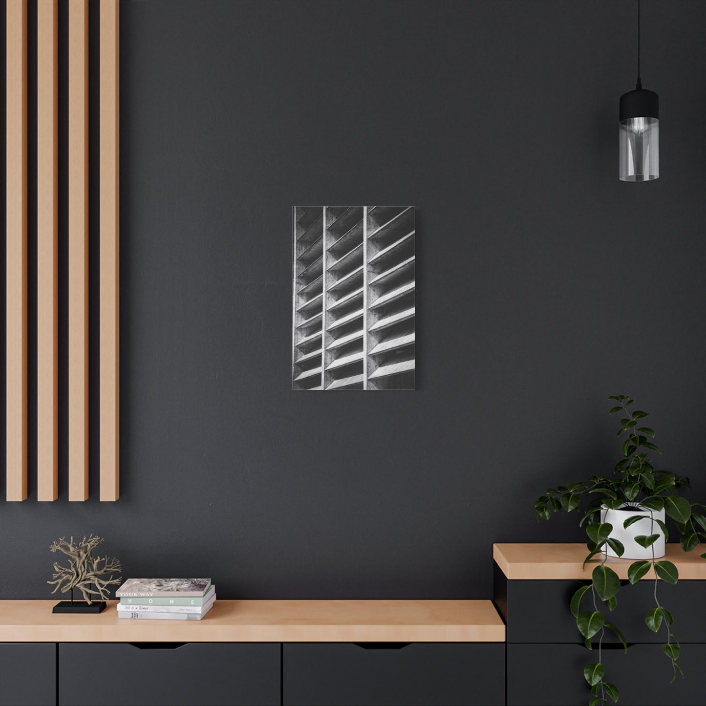 Black And White Brutalist Architecture Canvas Wall Art - Concrete Facade Art Print, Minimalist Contemporary Style - Modern Office Wall Decor, Living Room Home Decoration - Bedroom Home Decoration