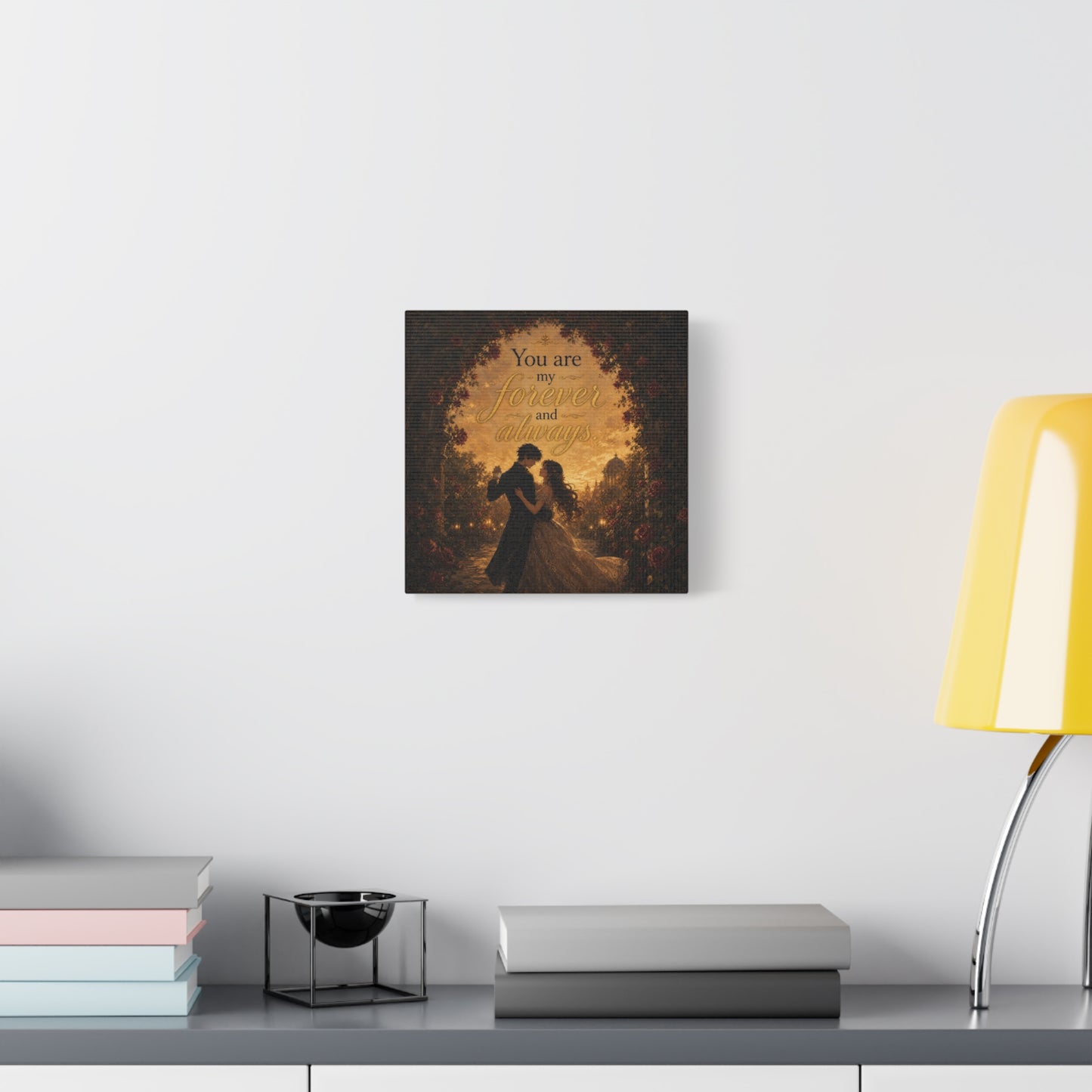 "You Are My Forever And Always." Romantic Couple Canvas Wall Art - Vintage Rose Arch Sunset Quote Print - Bedroom Home Decoration - Living Room Wall Decor - Bedroom Home Decoration - Ready to Hang