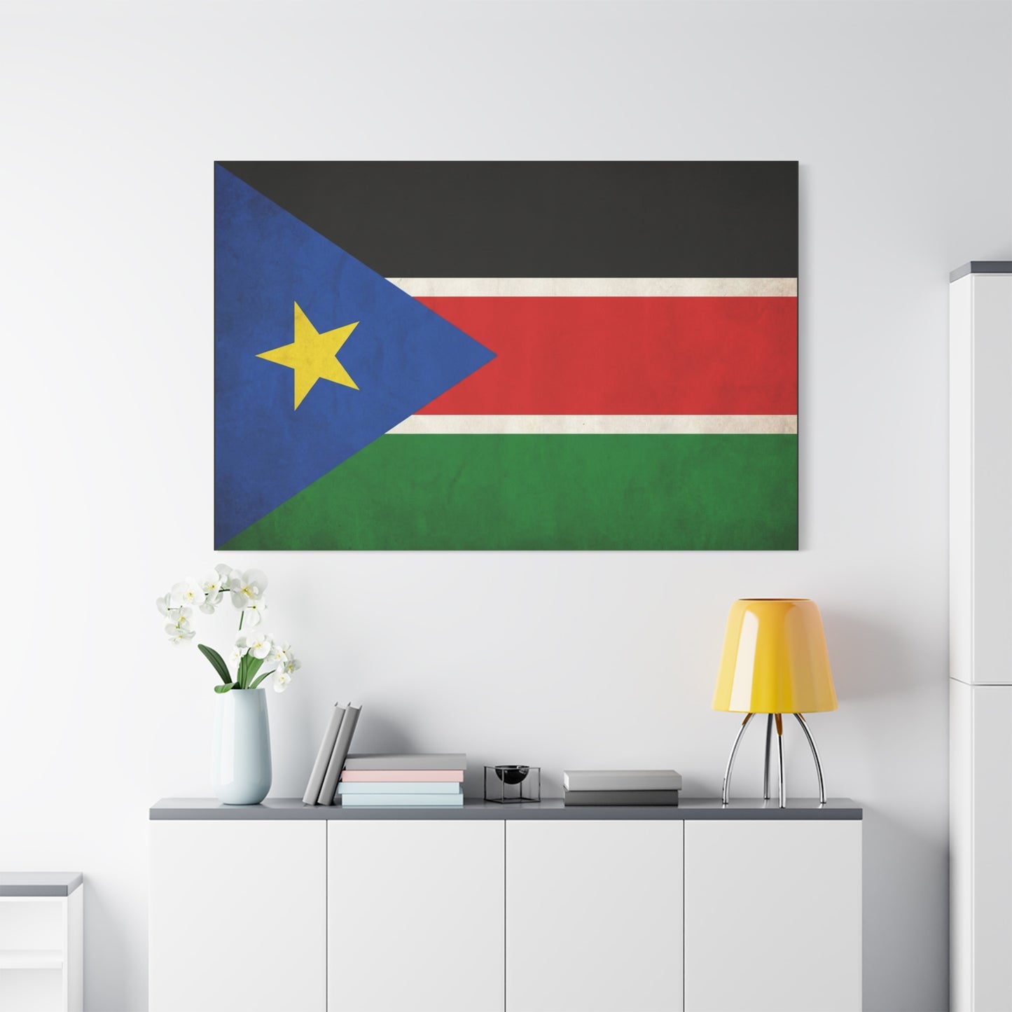 South Sudan Flag Canvas Wall Art - South Sudan Pride Decor, Vintage National Banner Print - Colorful Patriotic Artwork - Living Room Wall Decor, Office Art - Bedroom Home Decoration - Ready to Hang