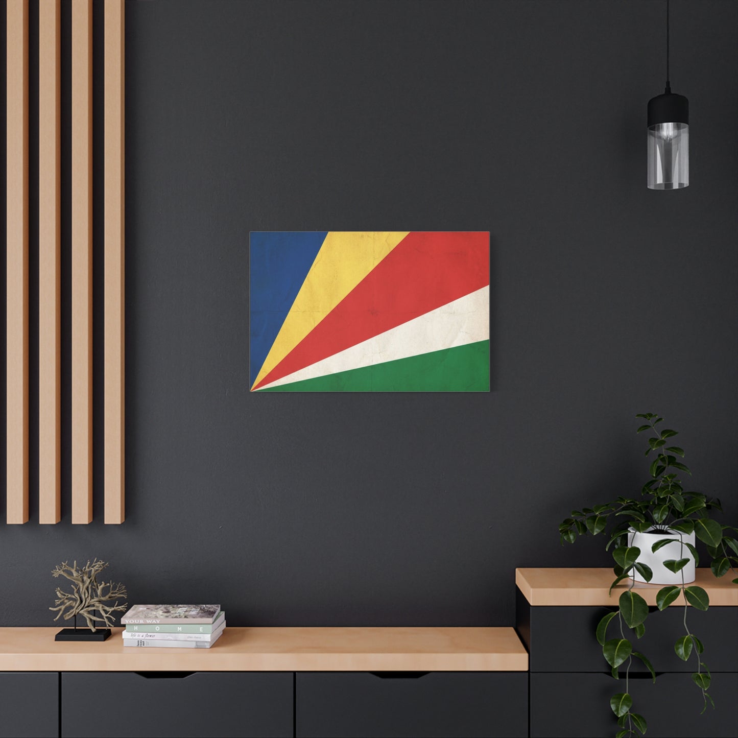 Seychelles Flag Canvas Wall Art - Vintage Republic Banner Print, Color Block Design - Matte Cotton Decor - Patriotic Wall Hanging, Living Room Home Decoration, Office Accent - Bedroom Home Decoration