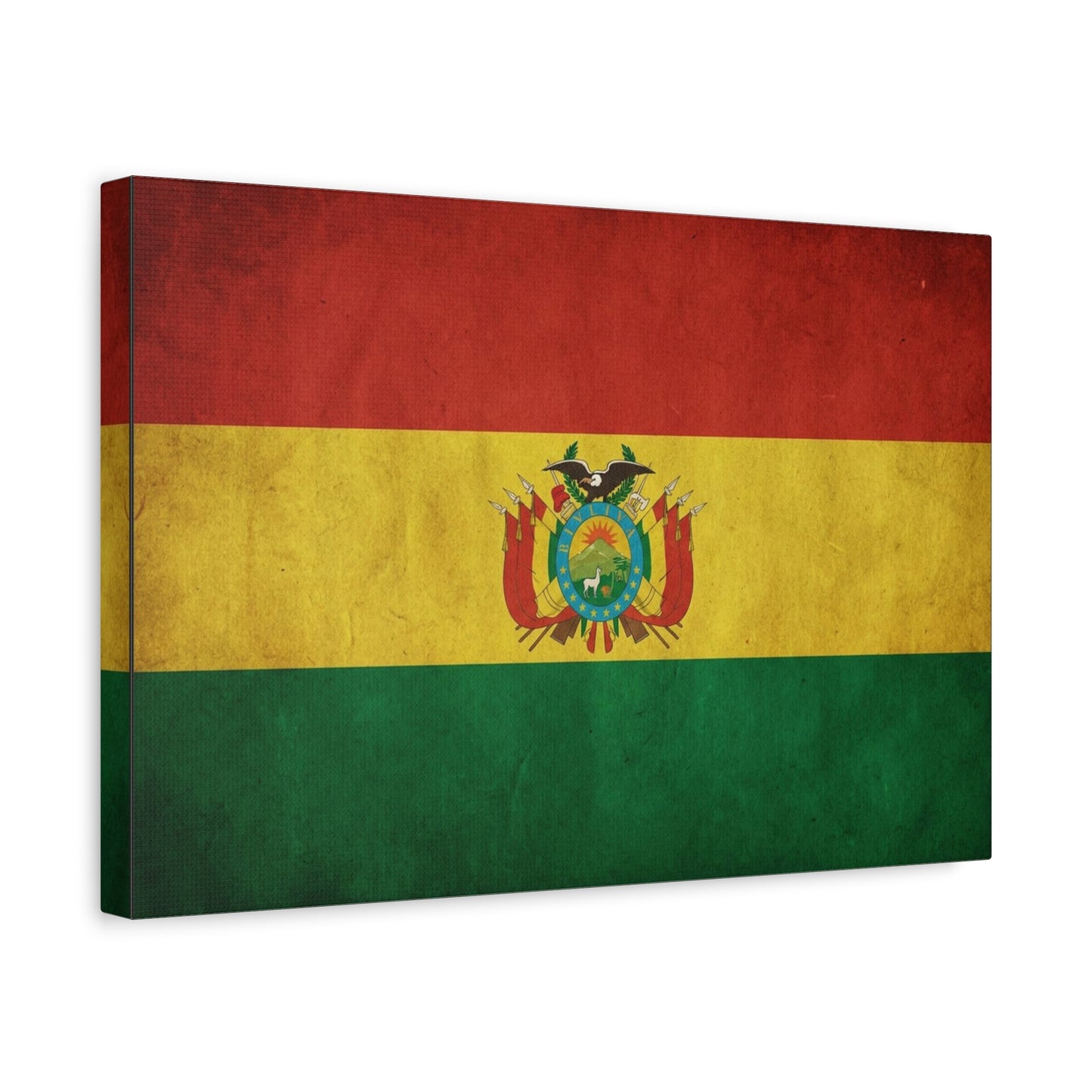 Bolivia Flag Canvas Wall Art - Vintage Bolivian Tricolor With Coat Of Arms - Distressed Patriotic Print, Cultural Decor, Living Room Wall Decor - Bedroom Home Decoration - Bedroom Home Decoration