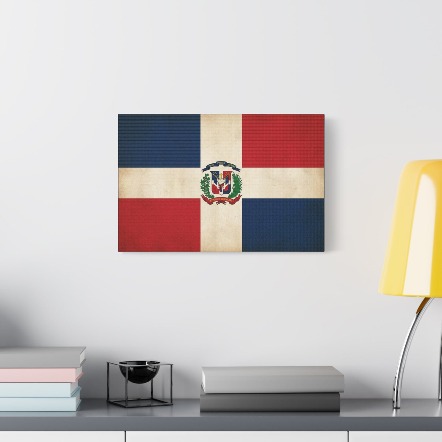 Dominican Republic Flag Canvas Wall Art - Dios Patria Libertad, Republica Dominicana - Vintage Patriotic Print - Heritage Decor For Living Room, Office, Dorm Wall Display - Bedroom Home Decoration