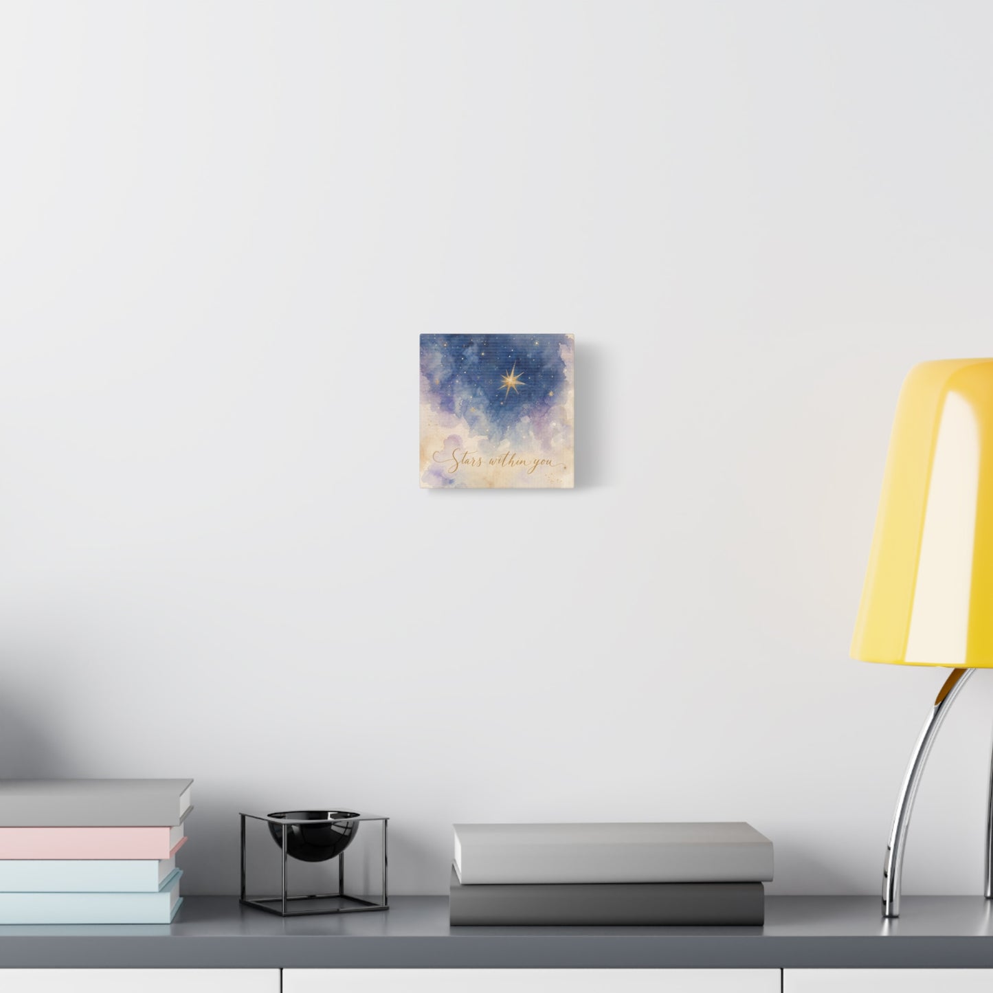 "Stars Within You" Celestial Canvas Wall Art - Watercolor Night Sky Quote Print - Gold Star Galaxy Decor - Inspirational Bedroom Wall Decor, Nursery Home Decoration, Bohemian Office Art