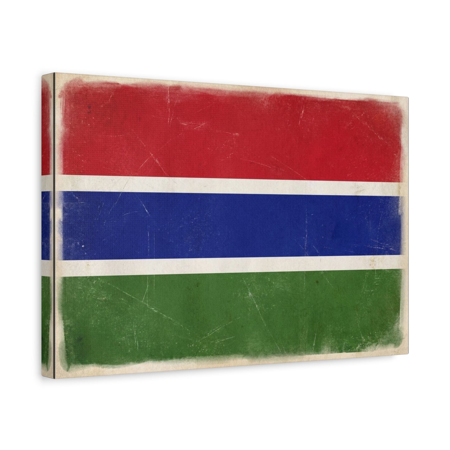 Gambia Flag Canvas Wall Art - Vintage Distressed National Banner Print - Red Blue Green Stripe Design, Patriotic Decor, Cultural Home Decoration For Living Room Bedroom Office - Living Room Wall Decor