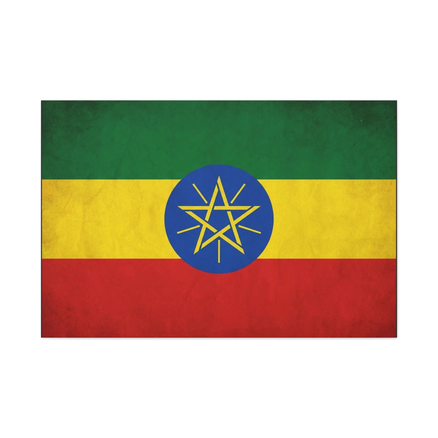 Ethiopian Flag Canvas Wall Art - Ethiopia Pride Decor, Vintage National Banner Print - Matte Cotton Artwork - Cultural Heritage Style For Living Room, Office, Dorm Display - Living Room Wall Decor