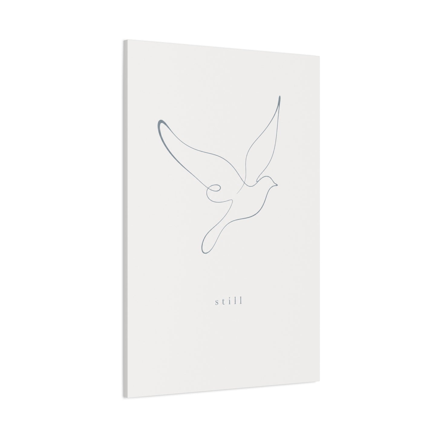 "Still" Dove Canvas Wall Art - Minimalist Line Drawing Bird Print, Calm Neutral Typography Decor - Modern Bedroom Home Decoration, Meditation Space Accent, Living Room Wall Decor - Ready to Hang