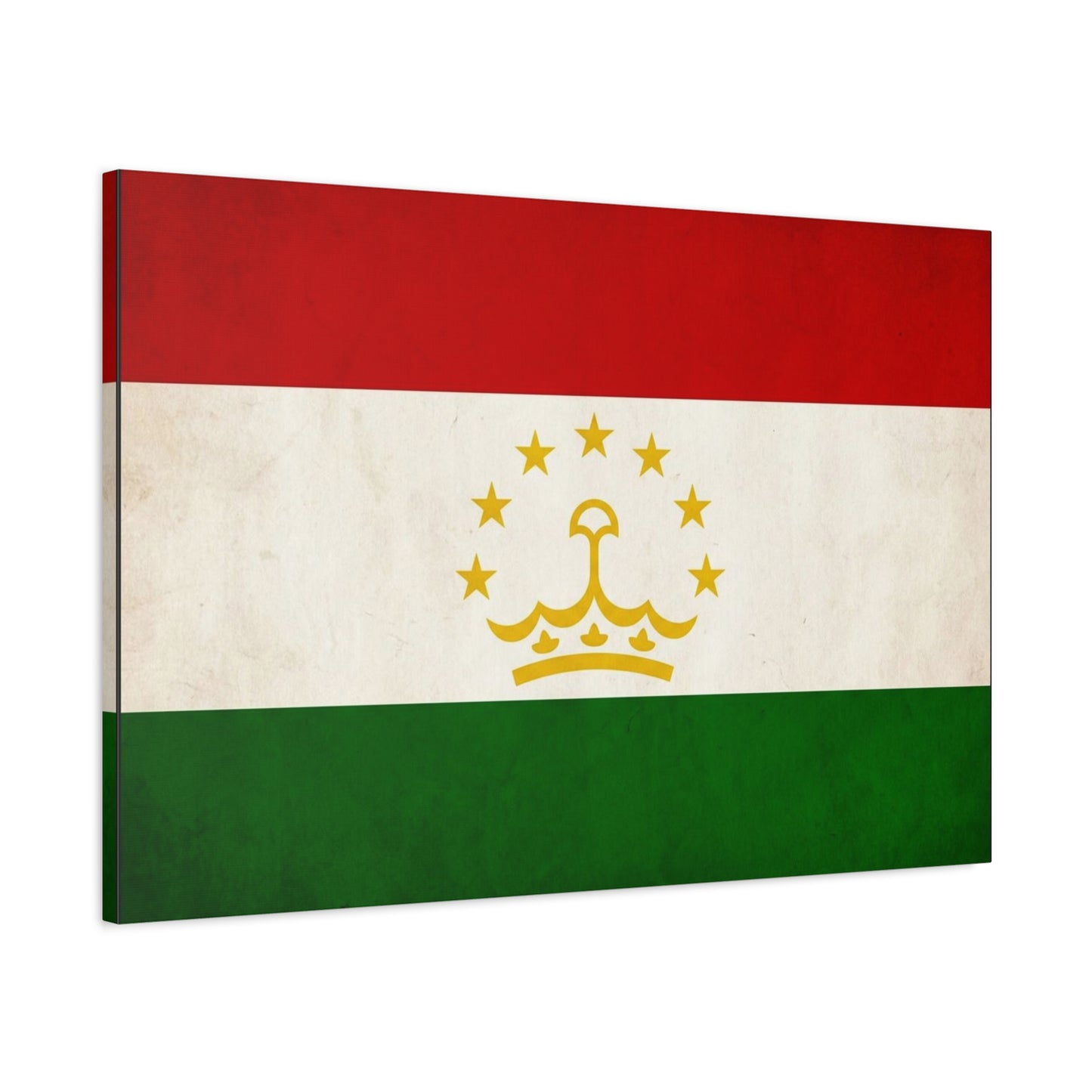 Tajikistan Flag Canvas Wall Art - Vintage Country Flag Print, Red White Green Banner With Crown And Stars - Patriotic Decor - Living Room Wall Decor, Bedroom Home Decoration - Bedroom Home Decoration