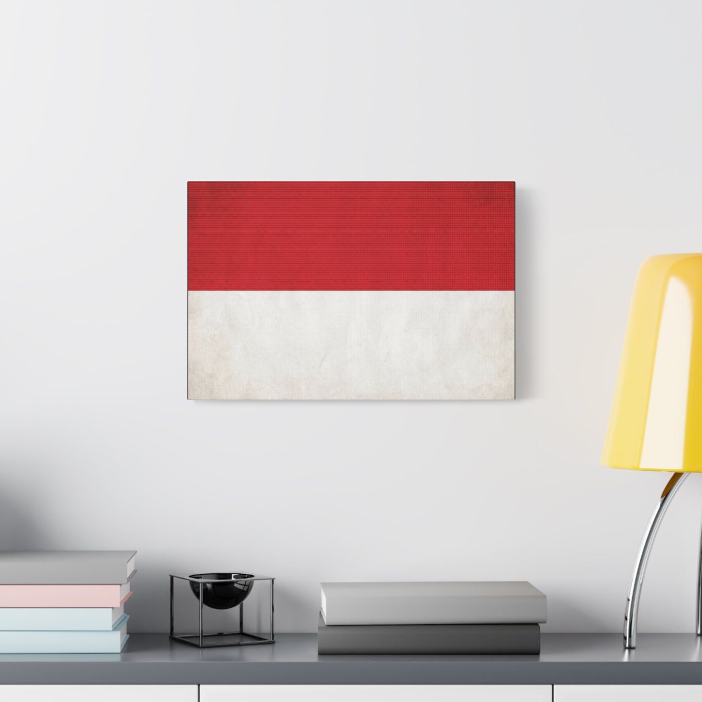 Indonesia Flag Canvas Wall Art - Red And White National Banner Print, Minimalist Patriotic Decor - Modern Cotton Canvas Style - Living Room Wall Decor - Bedroom Home Decoration - Cozy Reading Nook Art