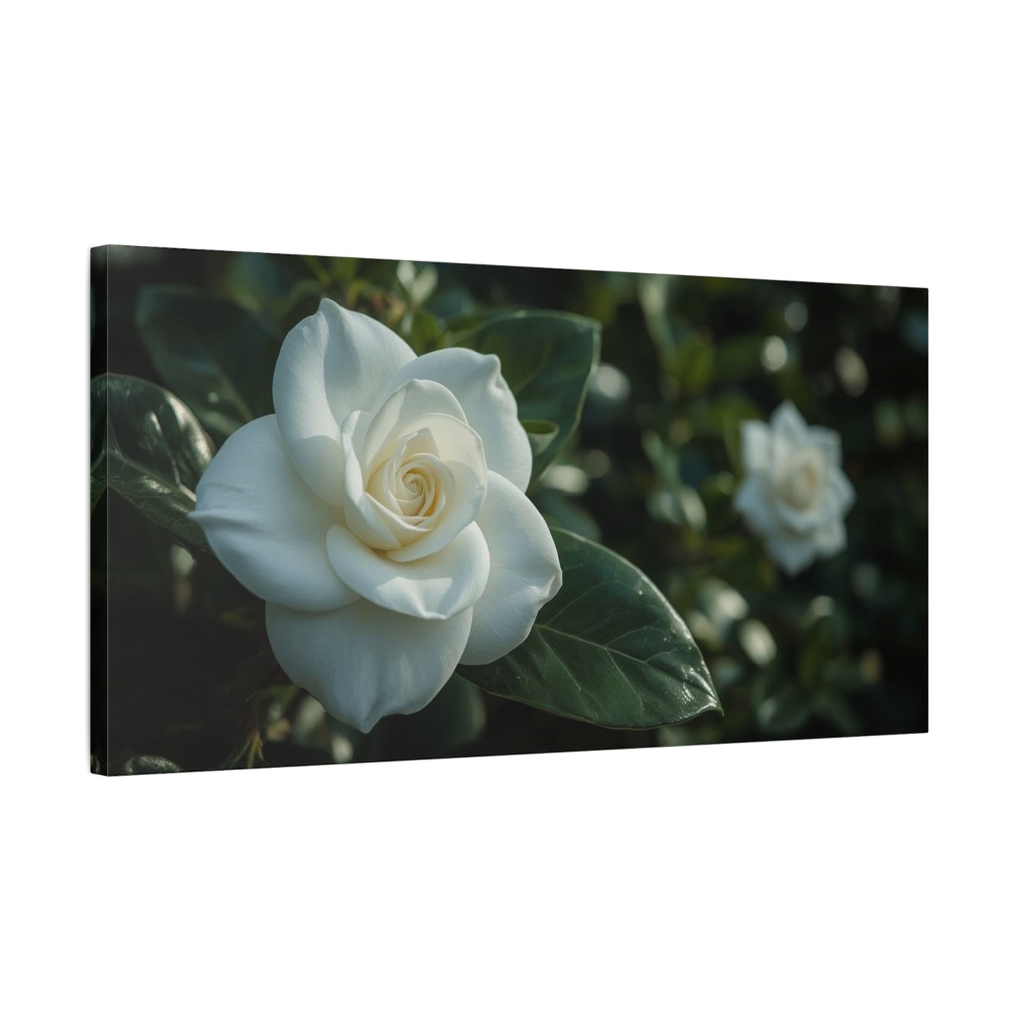 White Gardenia Canvas Wall Art - Botanical Floral Art Print, Soft Green Leaves, Matte Canvas Print, Traditional Style, Bedroom Wall Decor, Living Room Home Decoration - Bedroom Home Decoration