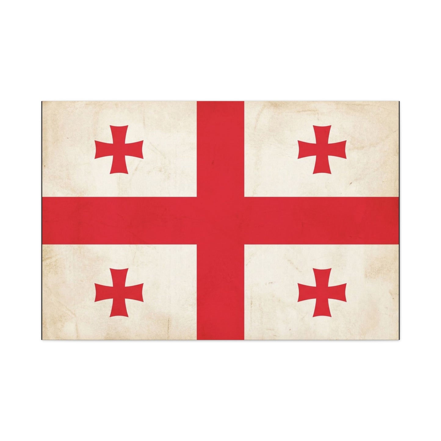 Georgia Flag Canvas Wall Art - Vintage Georgian Cross Flag Print, Patriotic Heritage Decor - Matte Cotton Artwork - Living Room Wall Decor, Office Accent - Bedroom Home Decoration - Ready to Hang