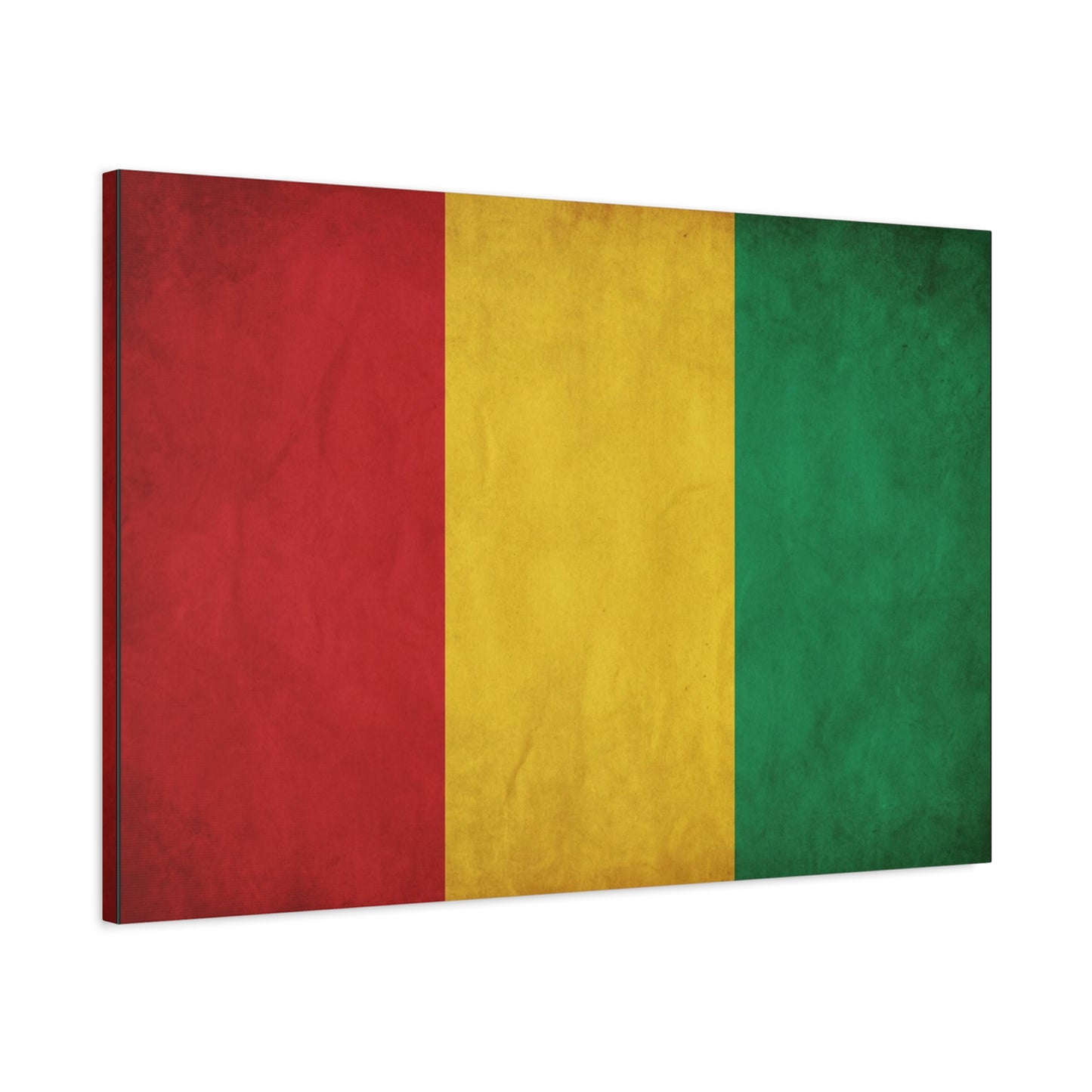 Guinea Flag Canvas Wall Art - Red Yellow Green Tricolor National Print - Vintage Textured Cotton Look - Pan African Style - Living Room Wall Decor - Bedroom Home Decoration - Bedroom Home Decoration