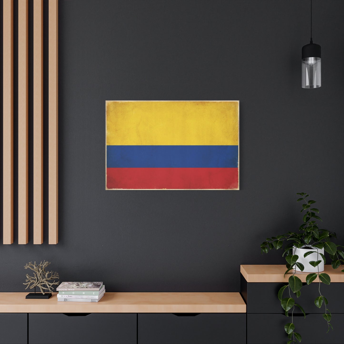 Colombia Flag Canvas Wall Art - Vintage Colombian Flag Print, Patriotic Rustic Decor - Matte Cotton Artwork - Living Room Home Decoration, Office Accent - Living Room Wall Decor - Ready to Hang