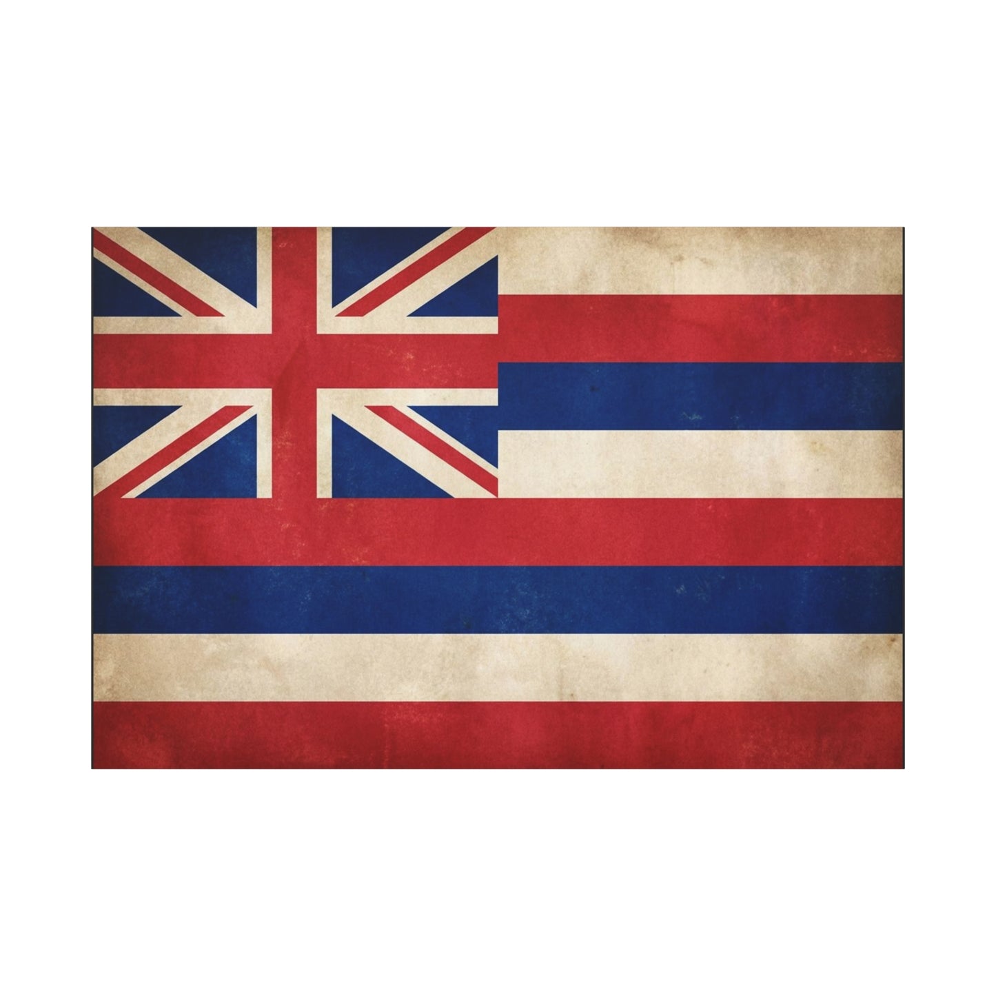 Hawaii State Flag Canvas Wall Art - Vintage Hawaiian Flag Print, Distressed Patriotic Wall Decor - Matte Cotton Canvas - Traditional Island Style - Living Room Bedroom Office Accent - Ready to Hang