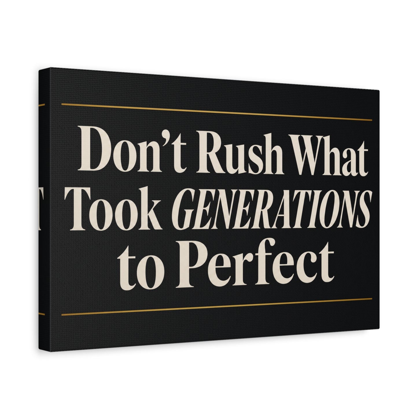 "Don't Rush What Took Generations To ideal" Typography Canvas Wall Art - Black And Gold Inspirational Quote Print - Modern Minimalist Wall Decor - Living Room Office Home Decoration - Ready to Hang