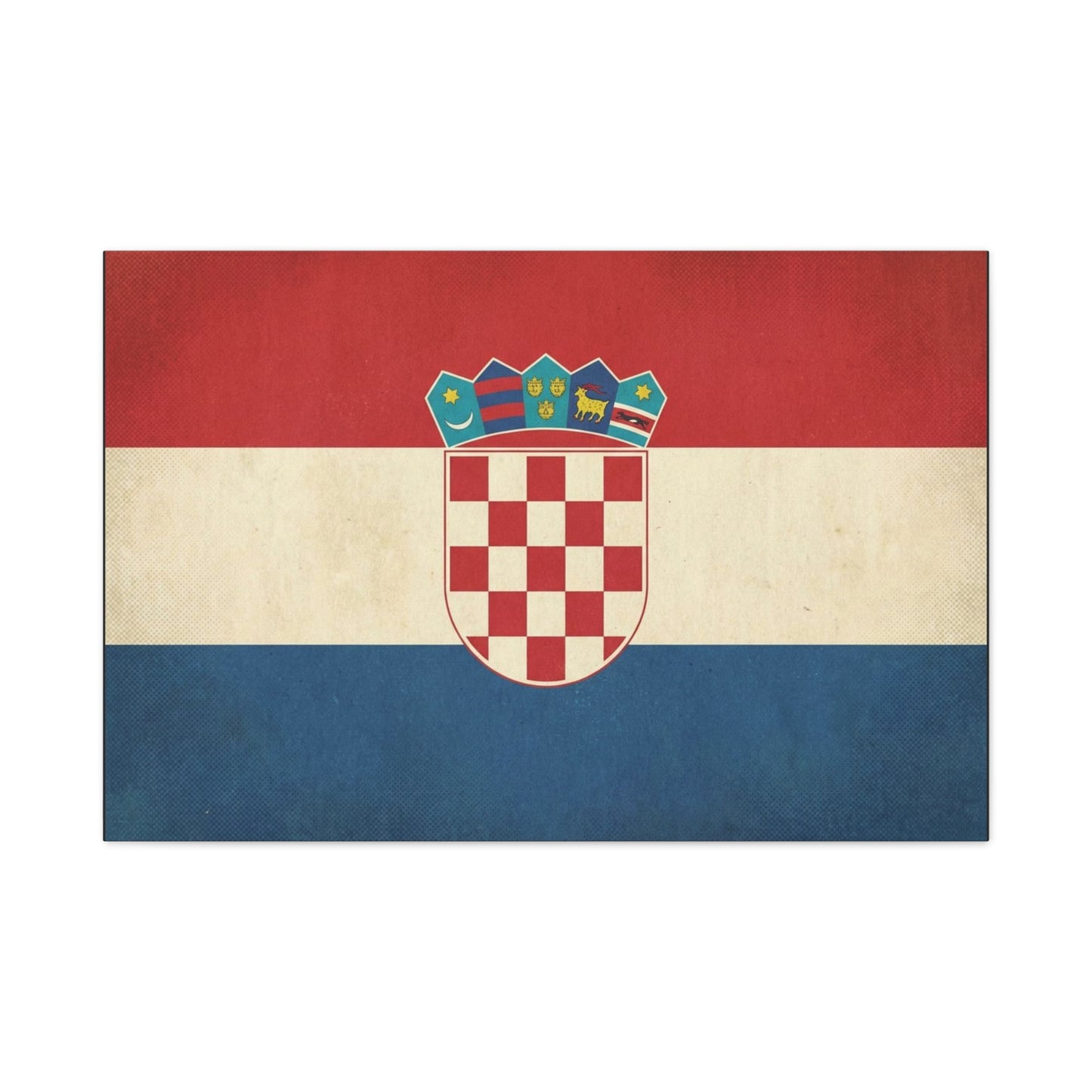 Croatian Flag Canvas Wall Art - Vintage Croatia Coat Of Arms Print, Patriotic Red White Blue Decor - Traditional Style - Living Room Decoration - Living Room Wall Decor - Bedroom Home Decoration