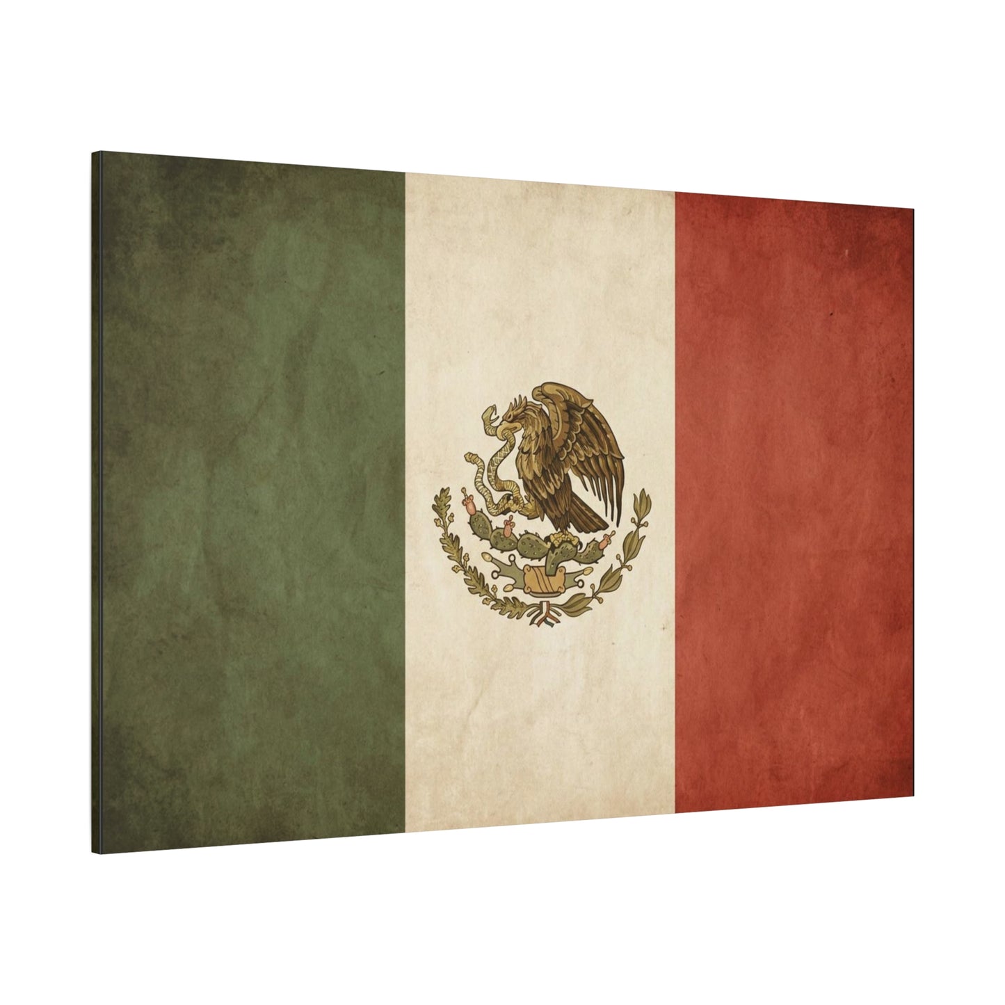 Vintage Mexico Flag Canvas Wall Art - Mexican Eagle Emblem Tricolor Print - Rustic Patriotic Decor, Distressed Cotton Canvas, Living Room Wall Decor, Office Art - Modern Farmhouse Style